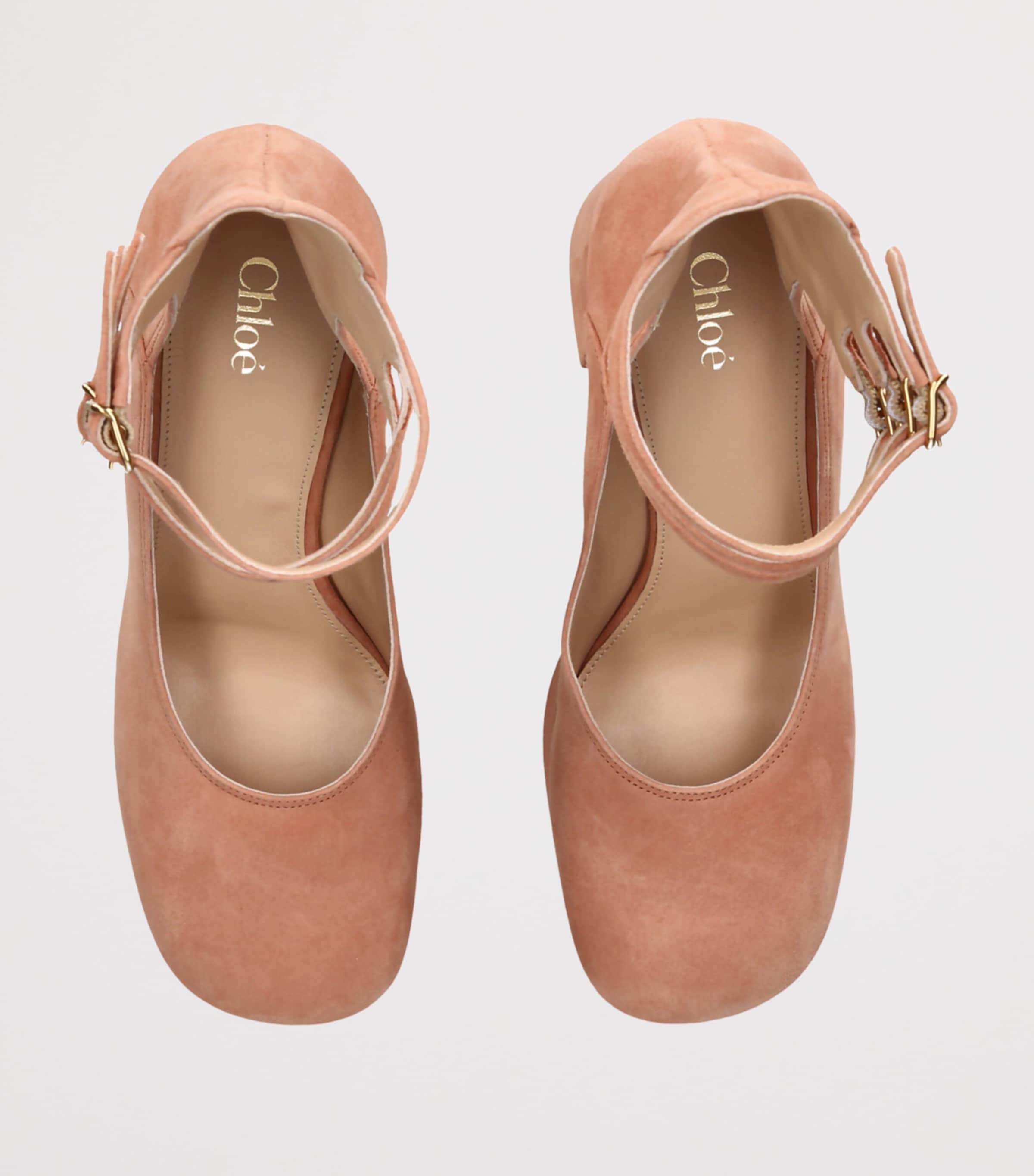 Chloé Suede Loti Platform Pumps 80 Peach Image 4
