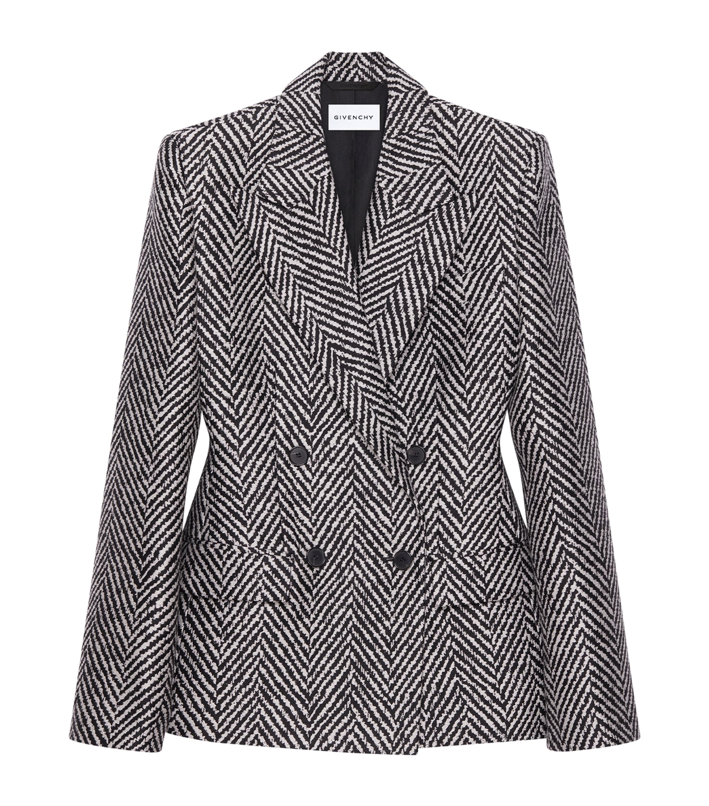 Wool-Blend Double-Breasted Jacket BLACK/WHITE Image 1