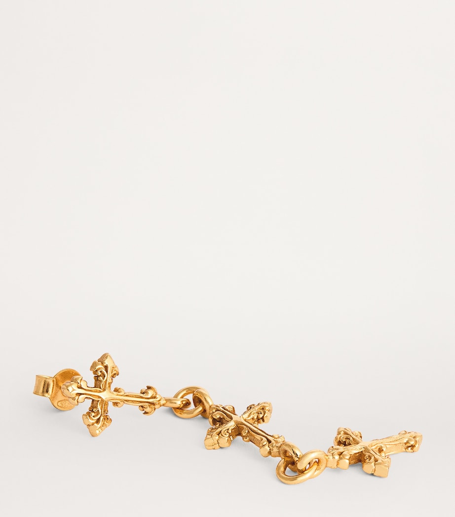 Gold-Plated Cross Drop Single Earring SILVER Image 6
