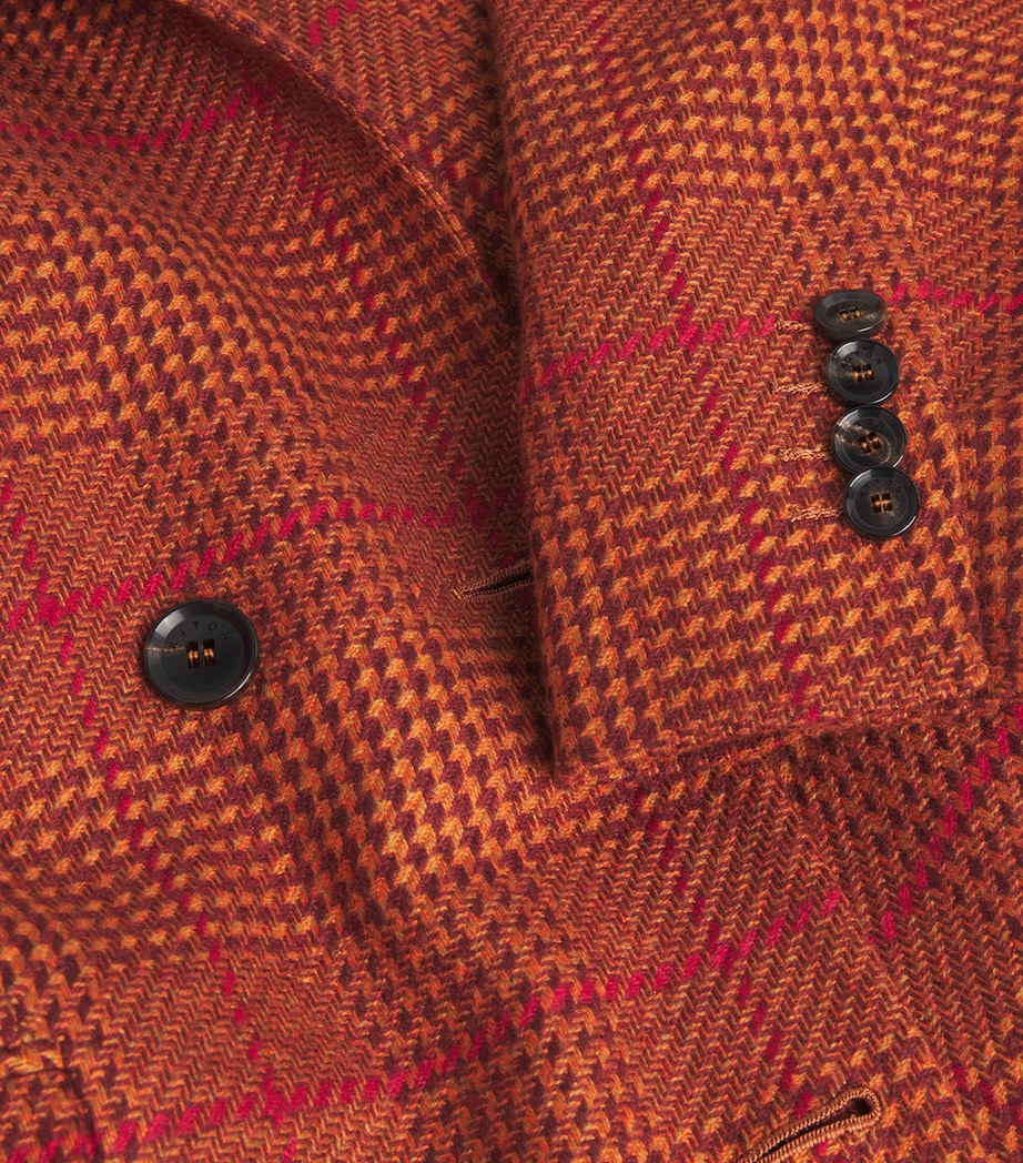 Silk-Cashmere Double-Breasted Blazer BRICK/BLACK Image 5