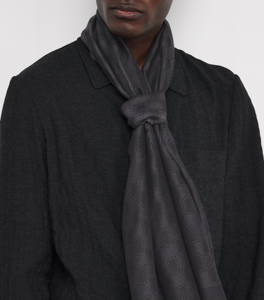 Wool-Silk-Blend Geometric Jacquard Scarf 200 Image 3