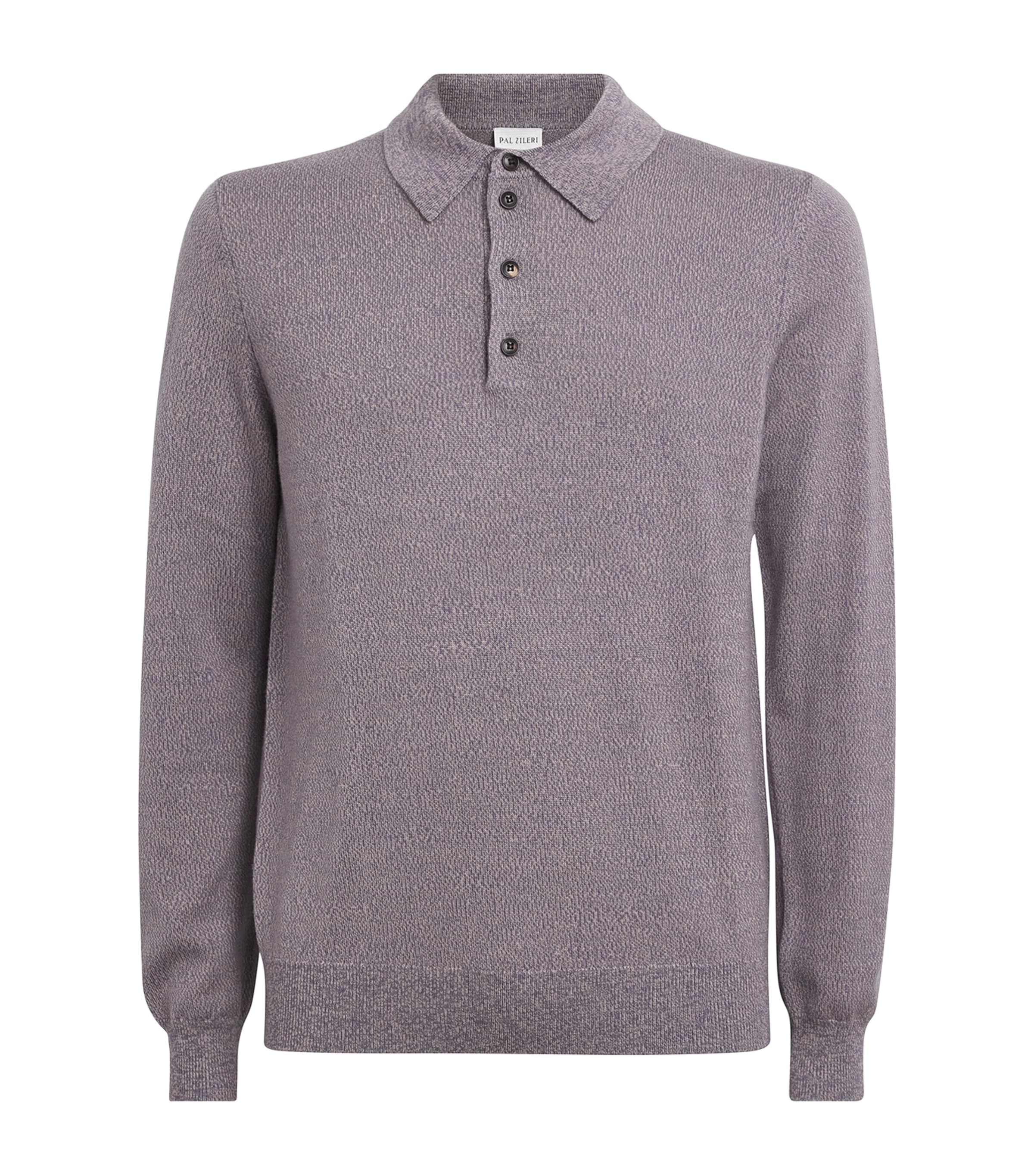 Wool Diamond Cable-Knit Polo Shirt 75 VIOLET Image 1