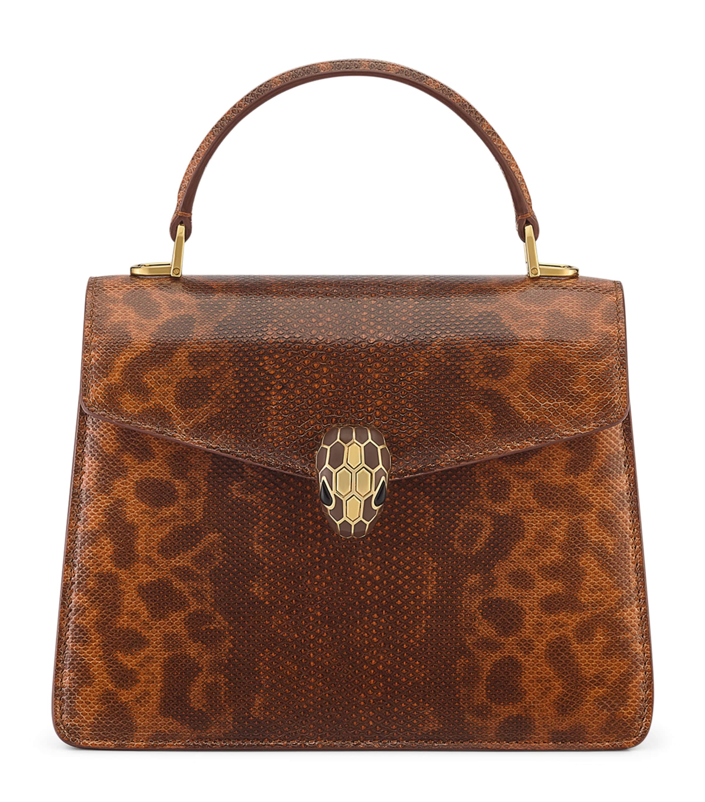 Bvlgari Medium Snakeskin Serpenti Forever Top-Handle Bag Bronze Image 1
