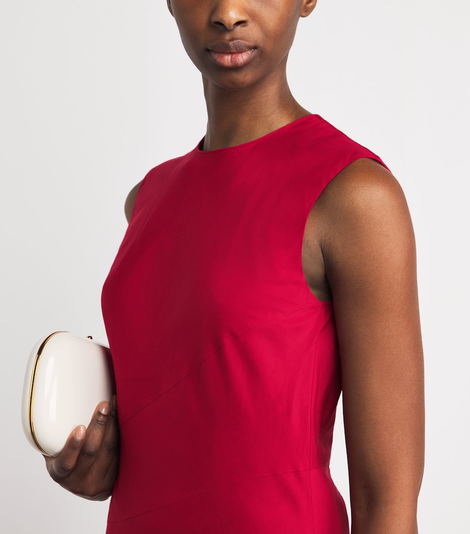 Tory Burch Womens Cotton-Silk Asymmetric Midi Dress Red Image 3