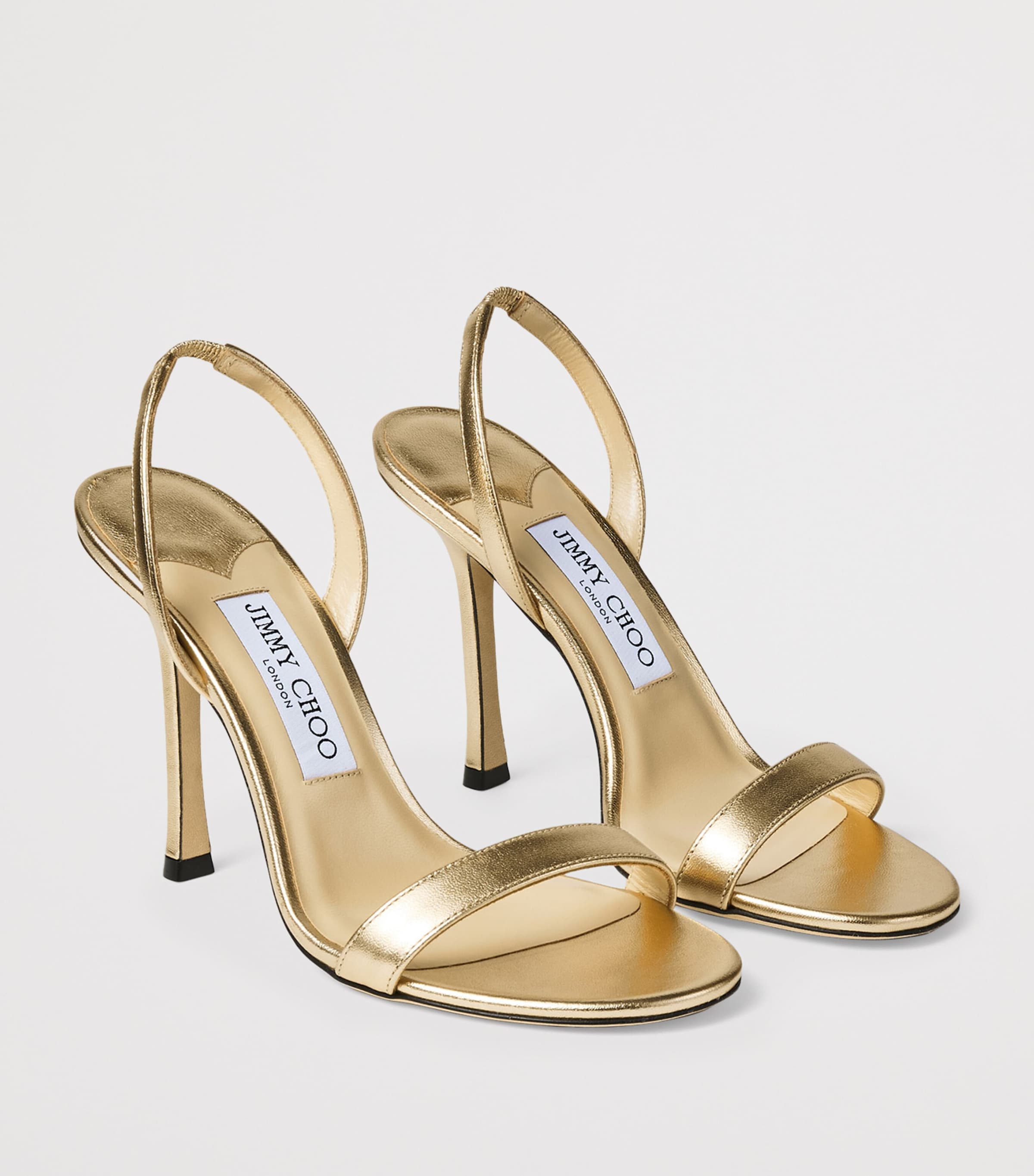 Jimmy Choo Jen 100 Metallic Leather Heeled Sandals Gold Image 2