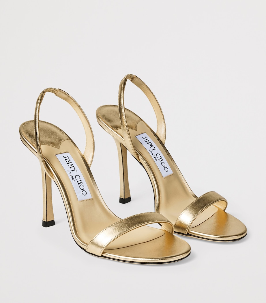 Jimmy Choo Jen 100 Metallic Leather Heeled Sandals Gold Image 2