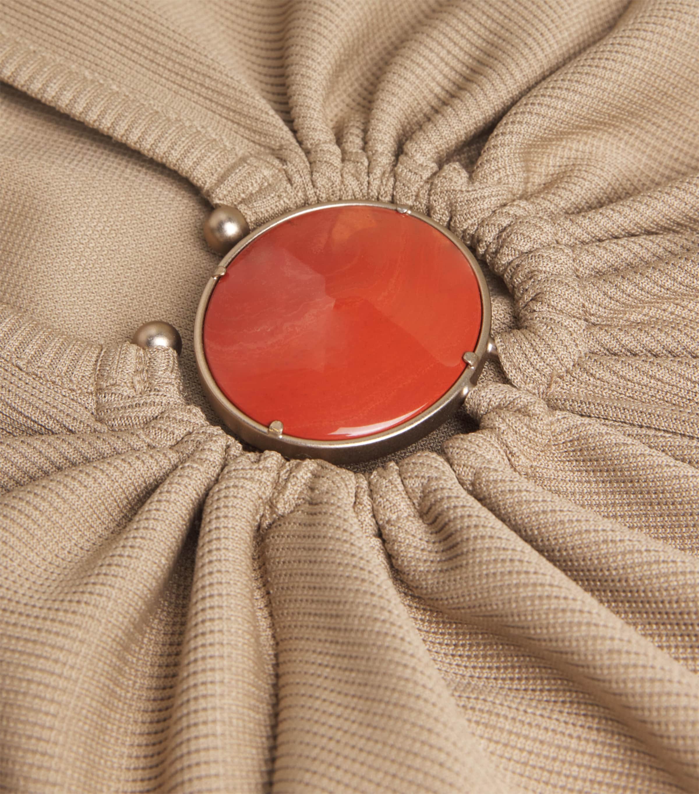 Mineral Stone-Detail Cut-Out Maxi Dress SAND Image 5