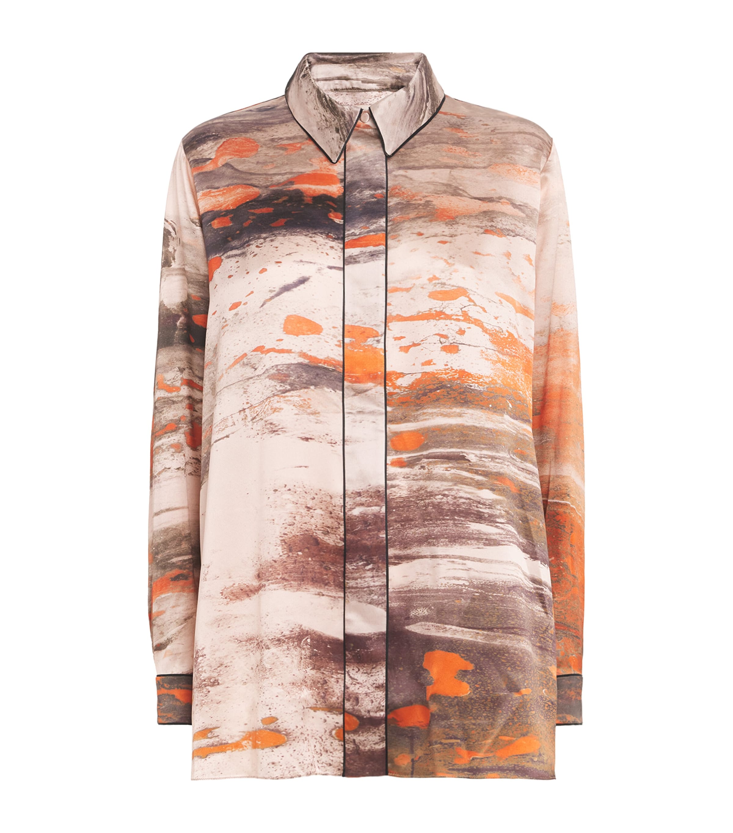 Silk Printed Leonara Shirt BRUSH ORNG/CINNAMON Image 1
