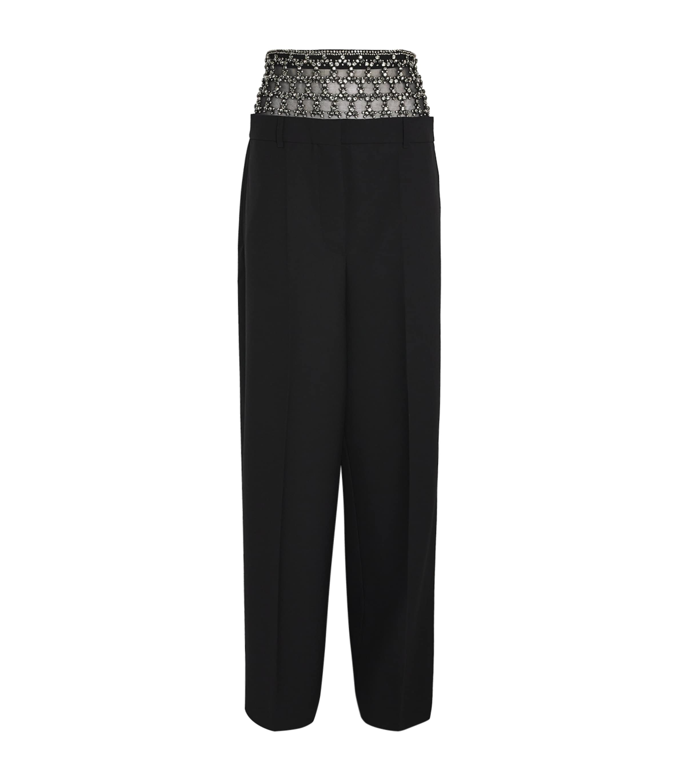 Stella Mccartney Crystal-embellished Tailored Trousers In Black