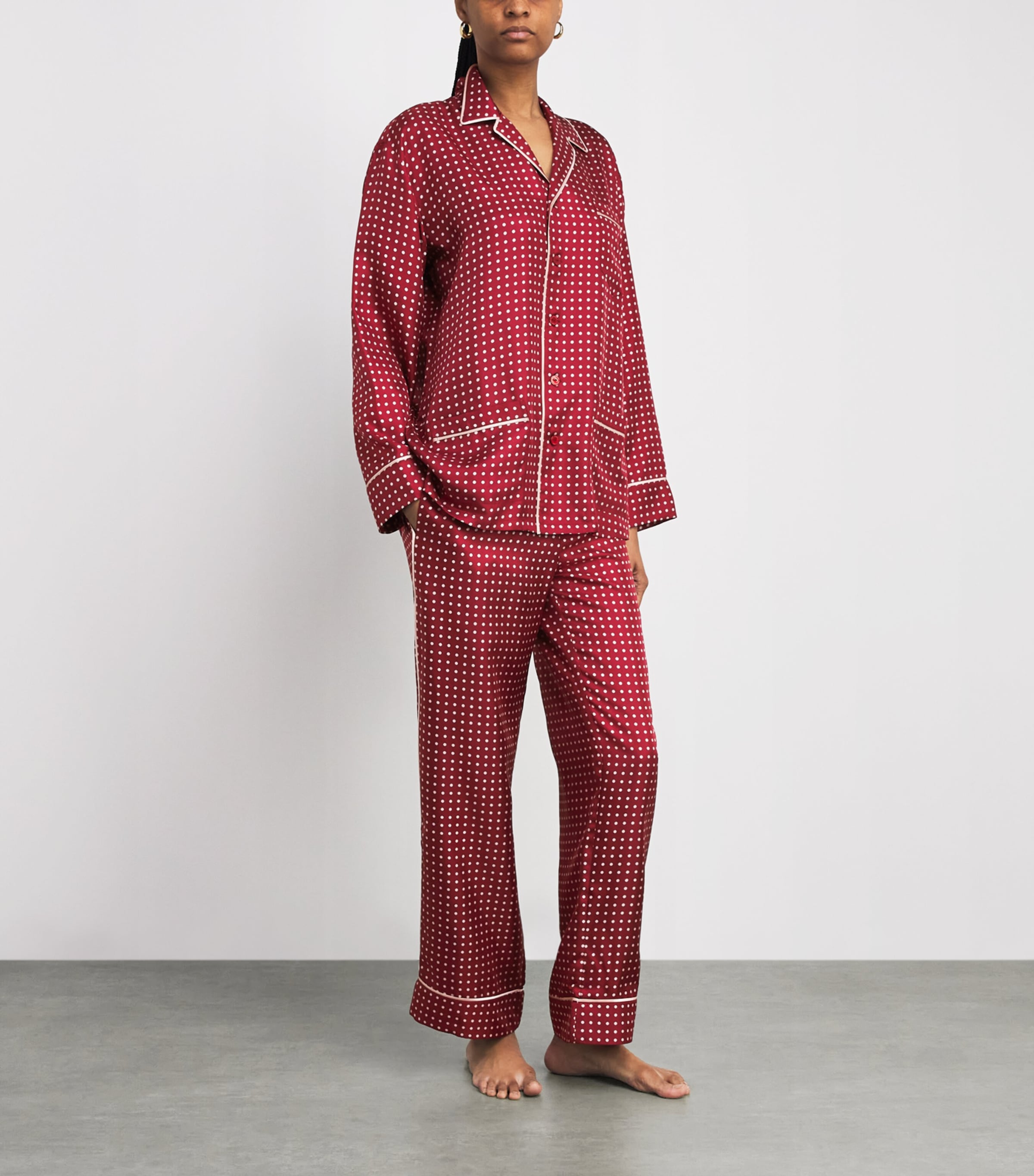 Olivia von Halle Womens Silk Yves Pyjama Set Palazzo Image 2