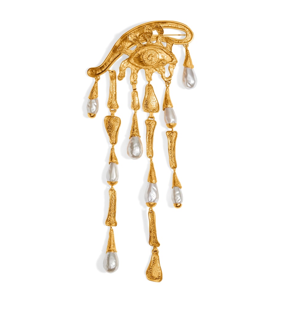 Pearl Eye and Teardrop Brooch 001 GOLD Image 1