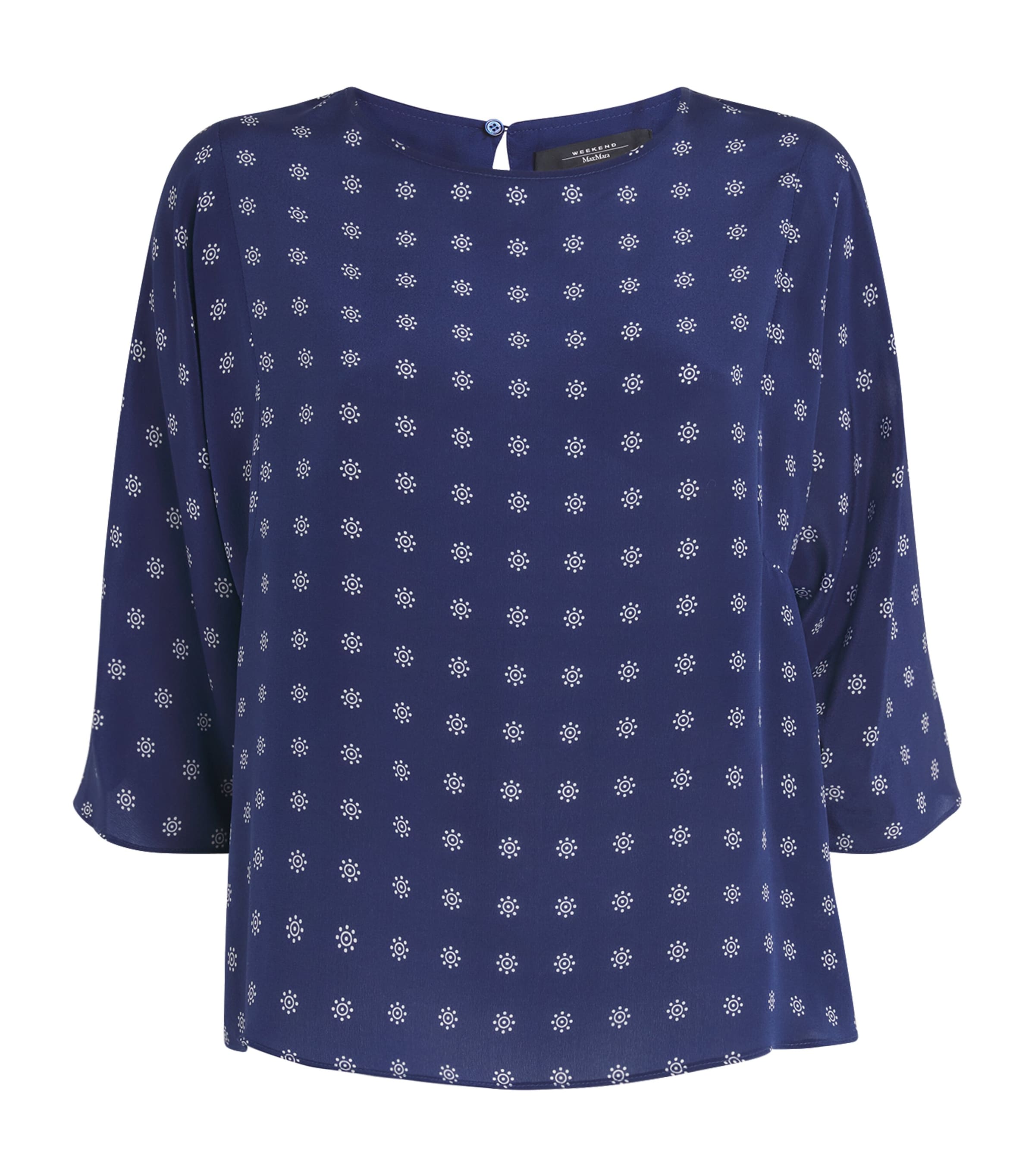 Weekend Max Mara Silk Floral Print Blouse In Blue
