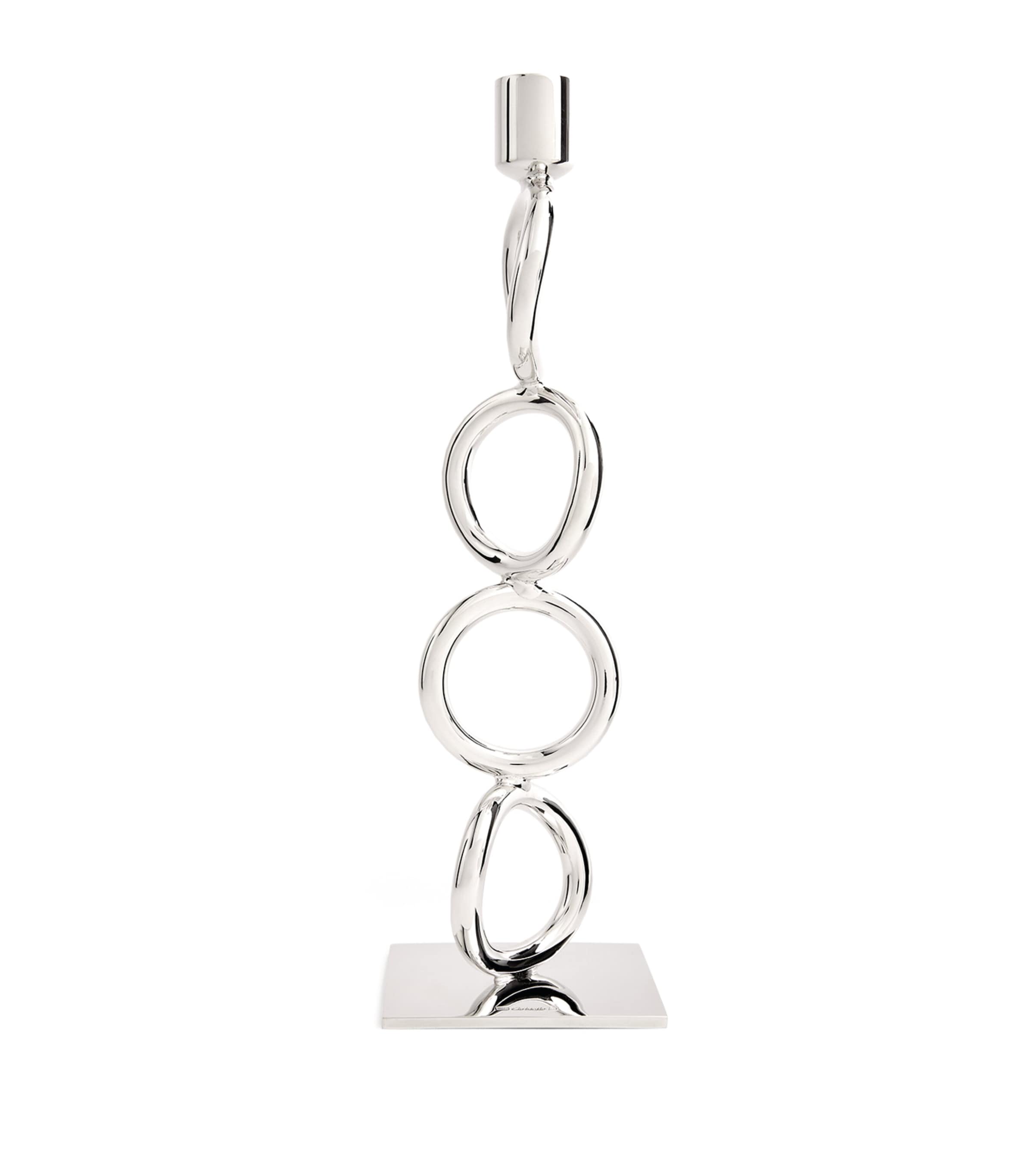 Christofle Silver-plated Vertigo 3-rings Candlestick In Silver