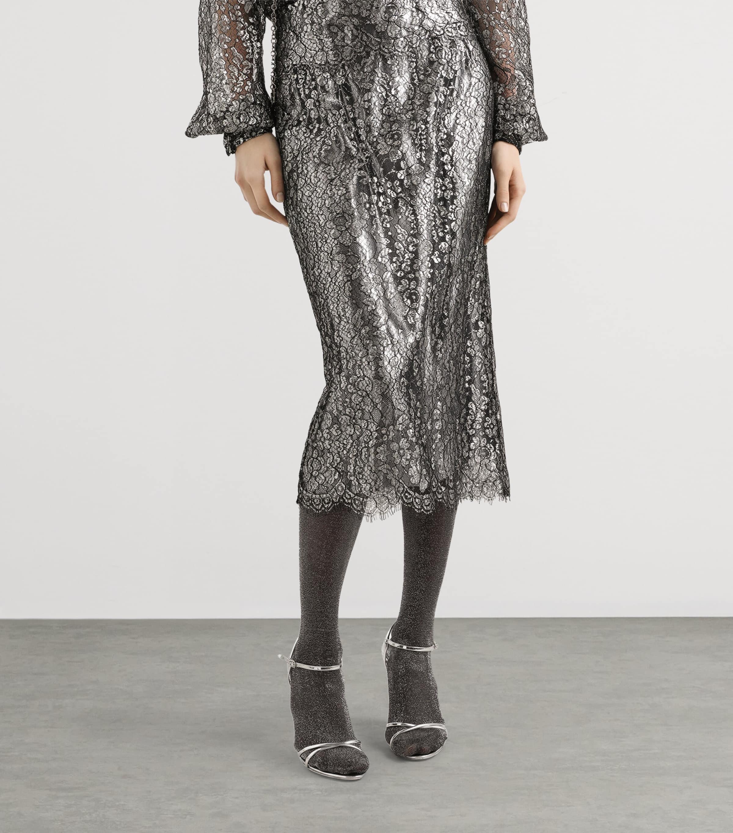 Embroidered Floral Maxi Skirt S0998-SILV Image 3