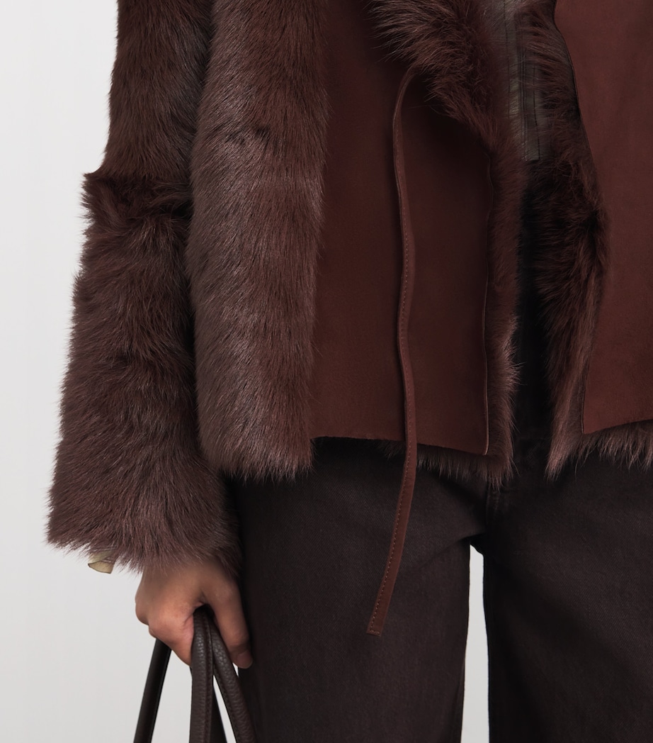 Shearling Verena Wrap Jacket BLACK CHERRY Image 6
