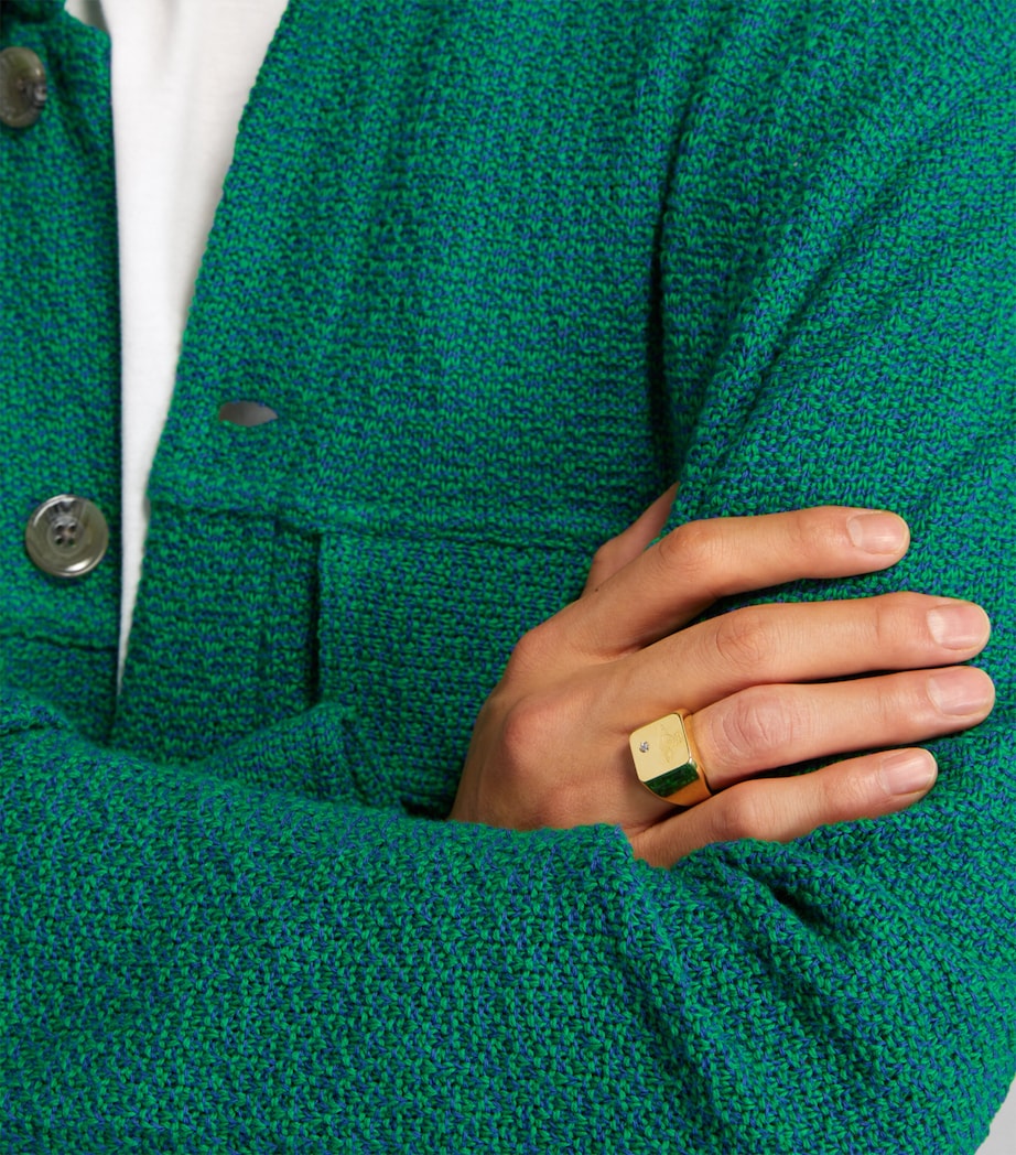 Sterling Silver and Crystal Carlo Orb Signet Ring R102- GOLD/WHITE CZ Image 5