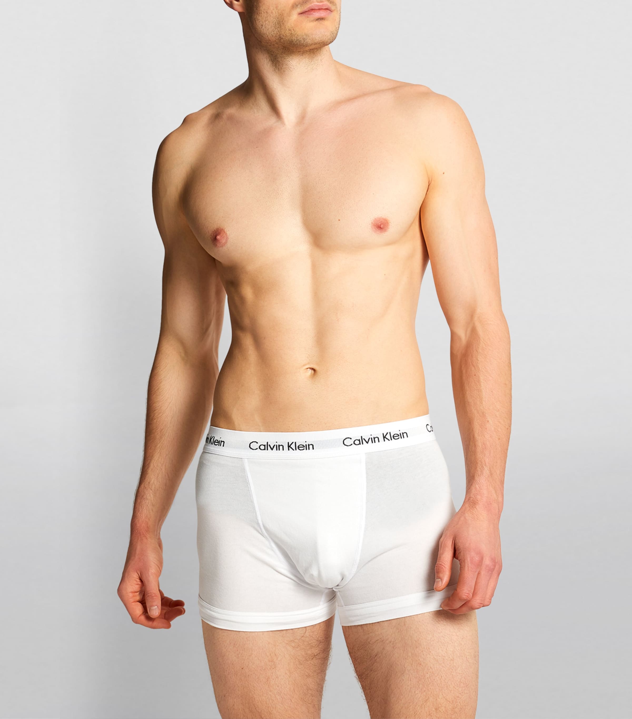 Calvin Klein Mens Cotton Stretch Trunks (Pack of 3) Red Blue Image 2