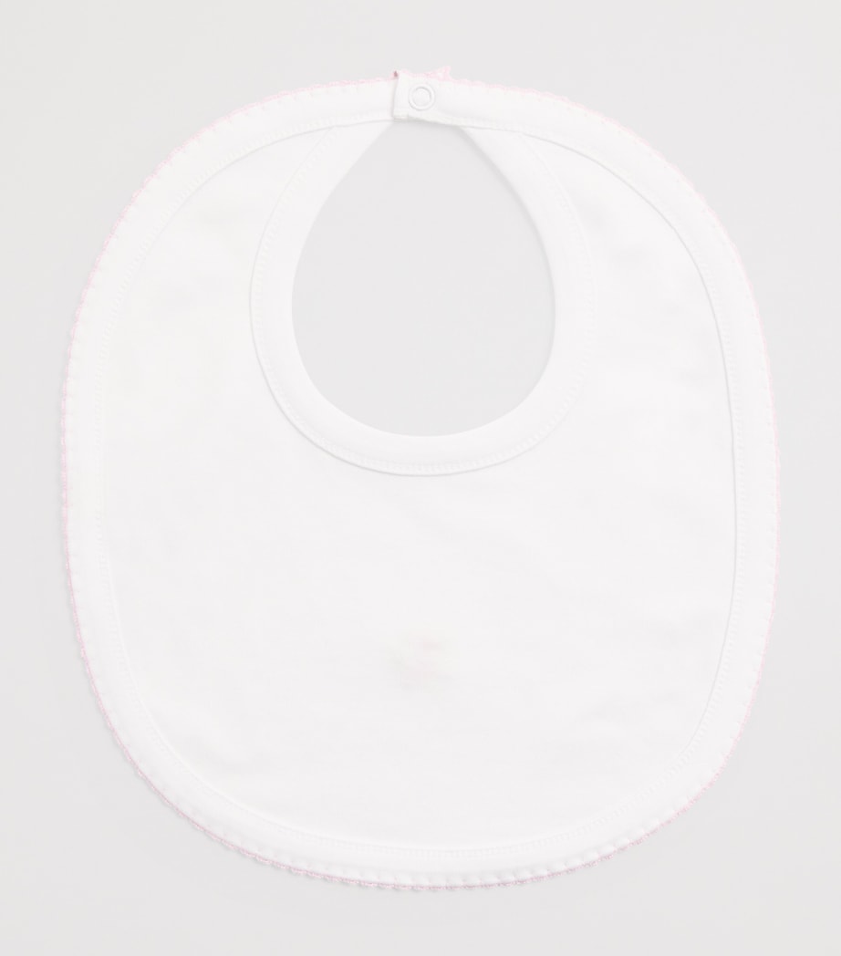 Pima Cotton Hand-Embroidered Rose Bib K192WHITE/PINK Image 2