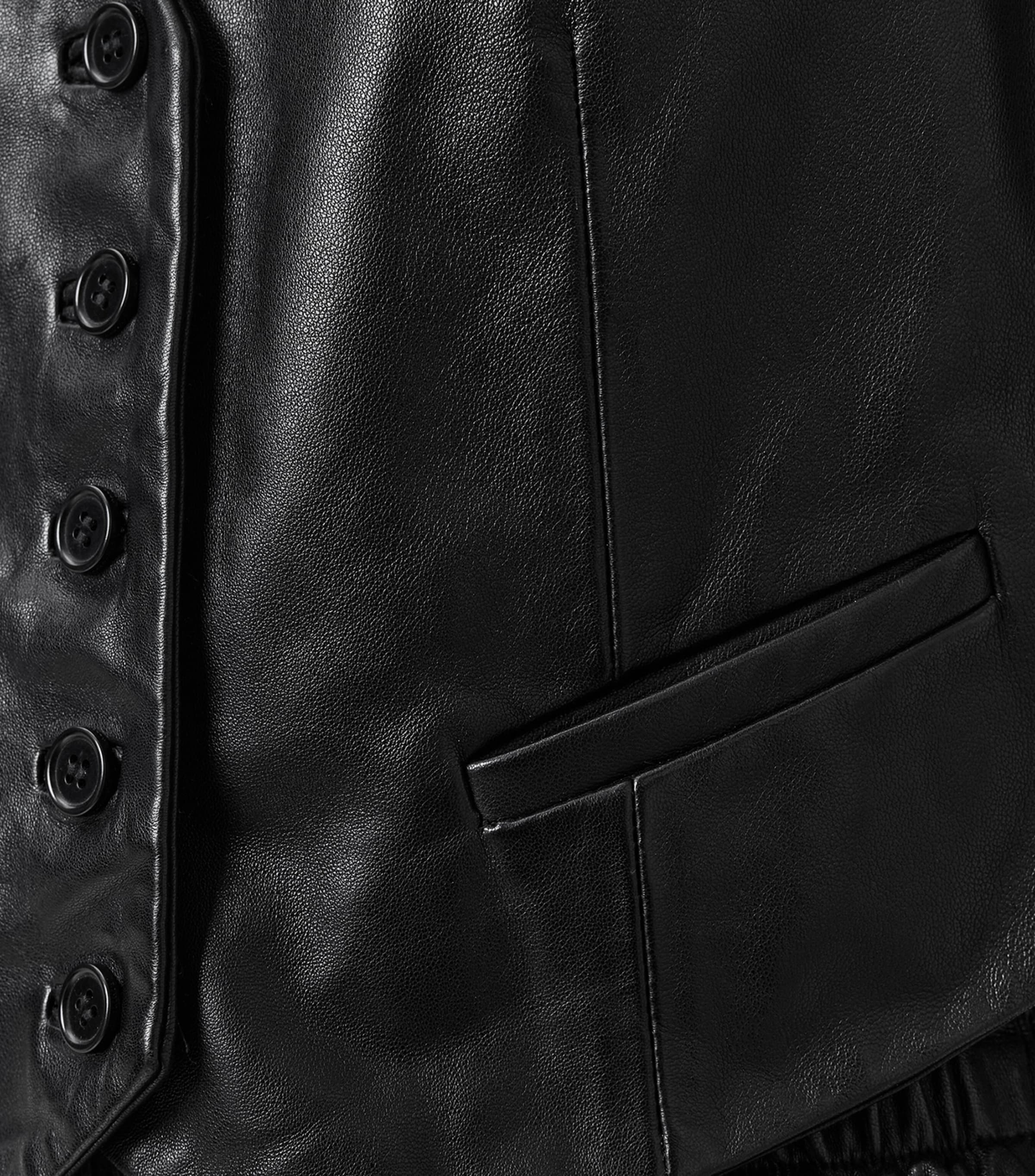 AllSaints Womens Leather Arla Lea Waistcoat Black Image 7