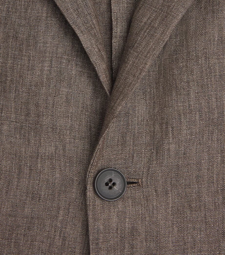 Sunspel Mens Linen Blazer Brgw Dark Walnu Image 6