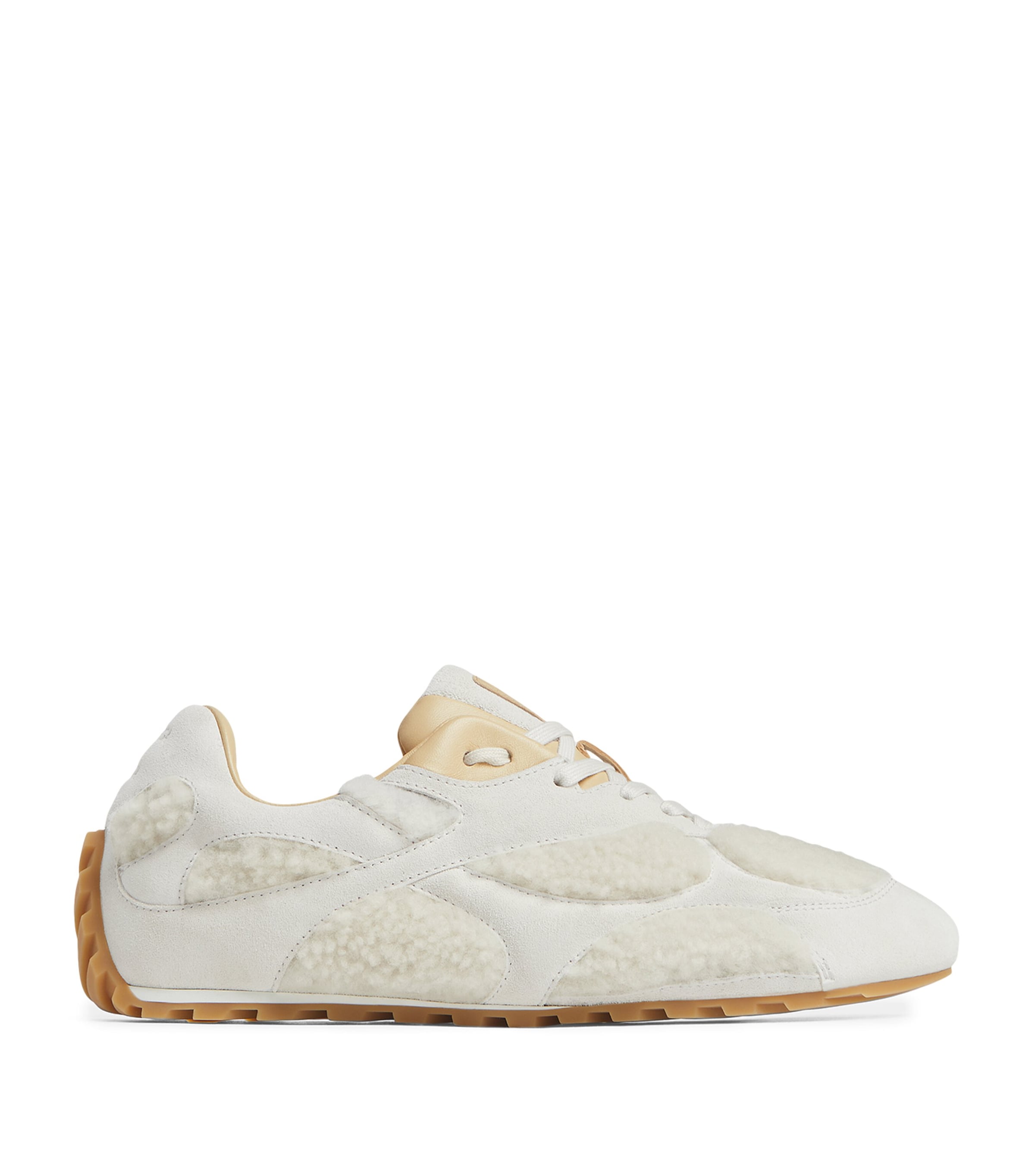 Bottega Veneta Shearling-suede Orbit Flash Sneakers In White