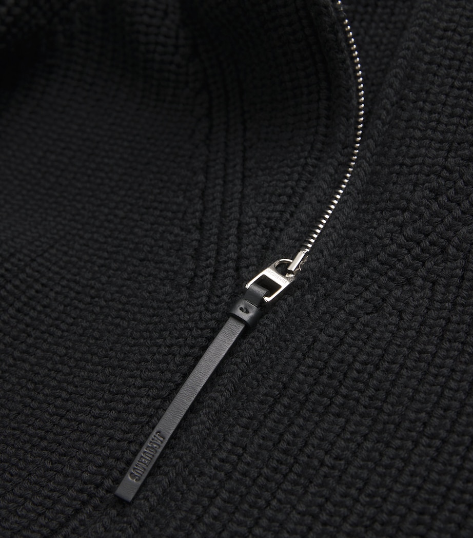 Merino Wool Zip Cardigan 990-BLACK Image 5