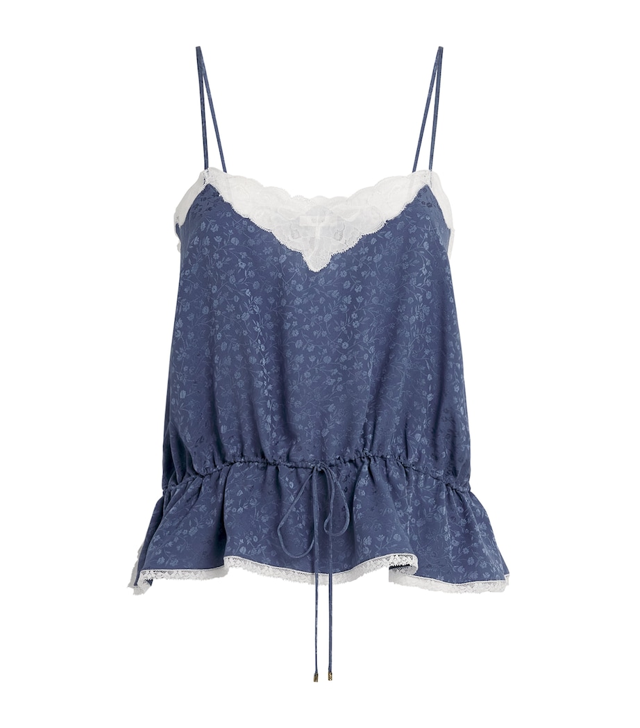 Chloé Womens Silk-Lace Floral Cami Top Washed Blue Image 1