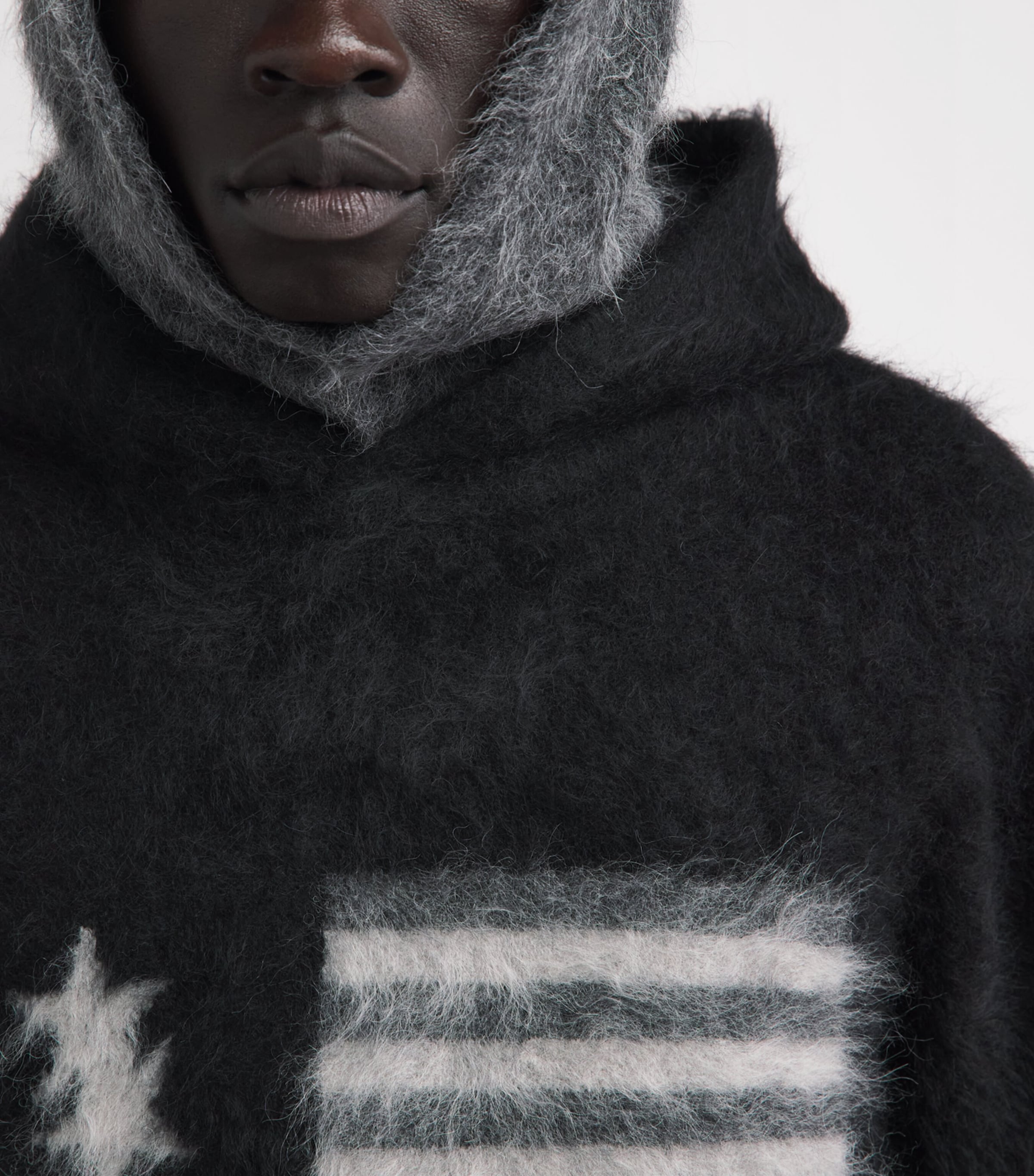 COLE BUXTON Mens Alpaca-Blend Flag Hoodie Black Image 3
