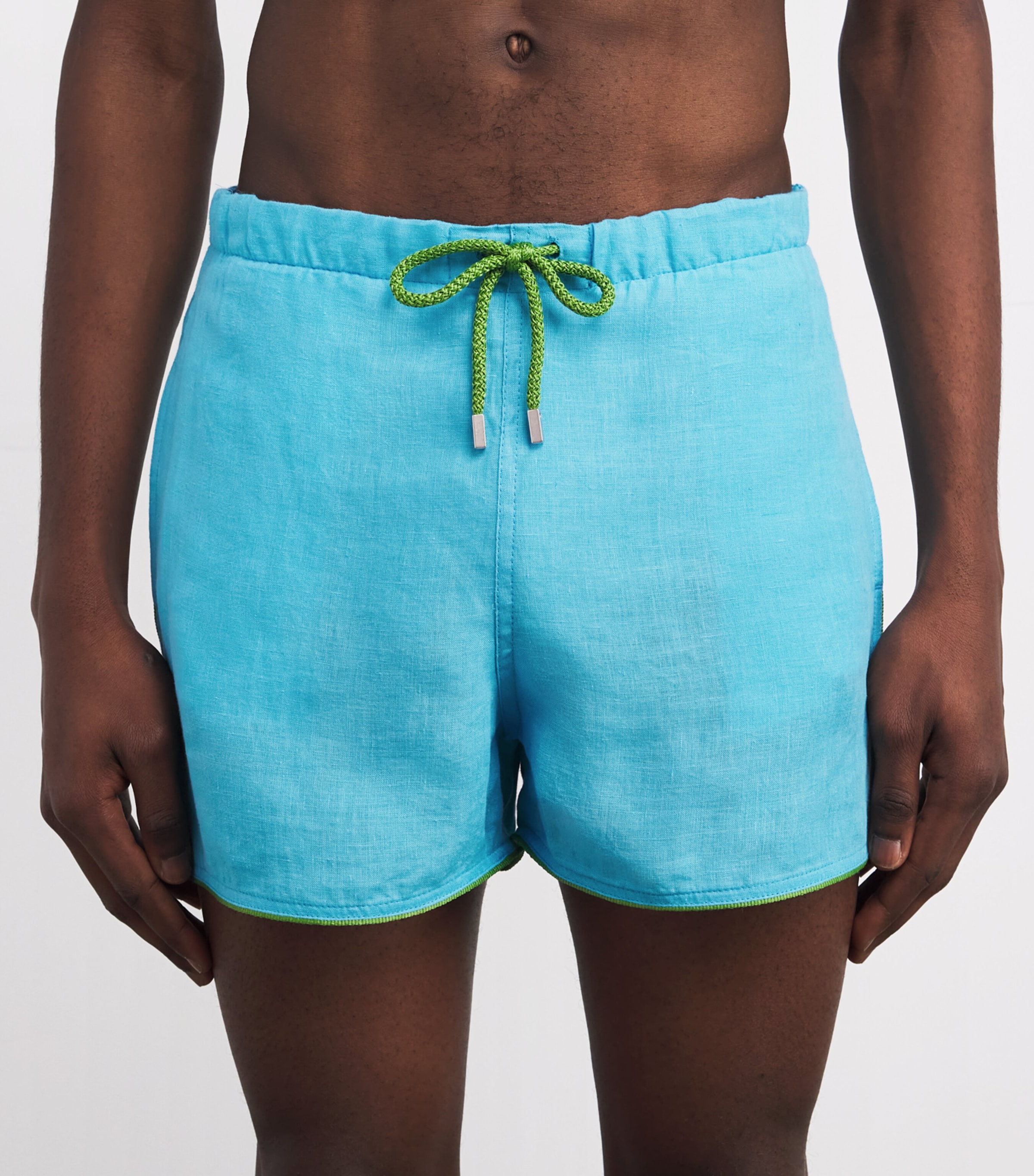 Vilebrequin Mens Linen Maurice Swimshorts Blue Topaz Image 3