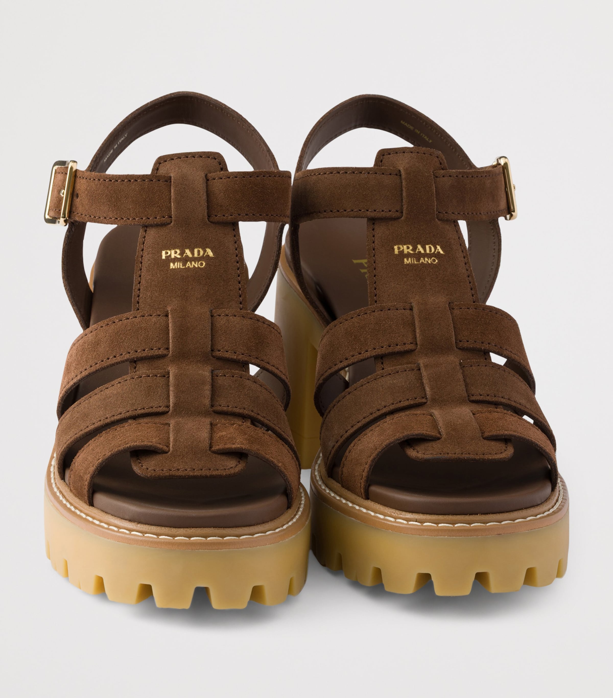 Prada Suede Platform Sandals 90 Brown Image 5