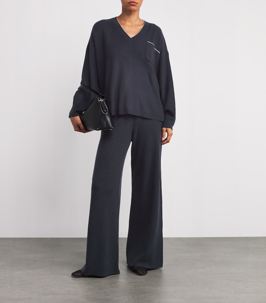 Cashmere Wide-Leg Beau Trousers NAVY Image 2