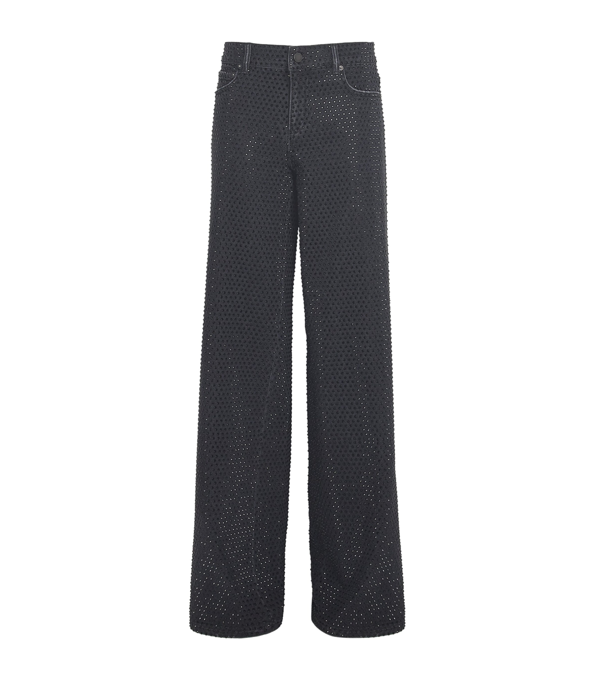 Alice And Olivia Trish Low Rise Embellished Baggy Jean In Black