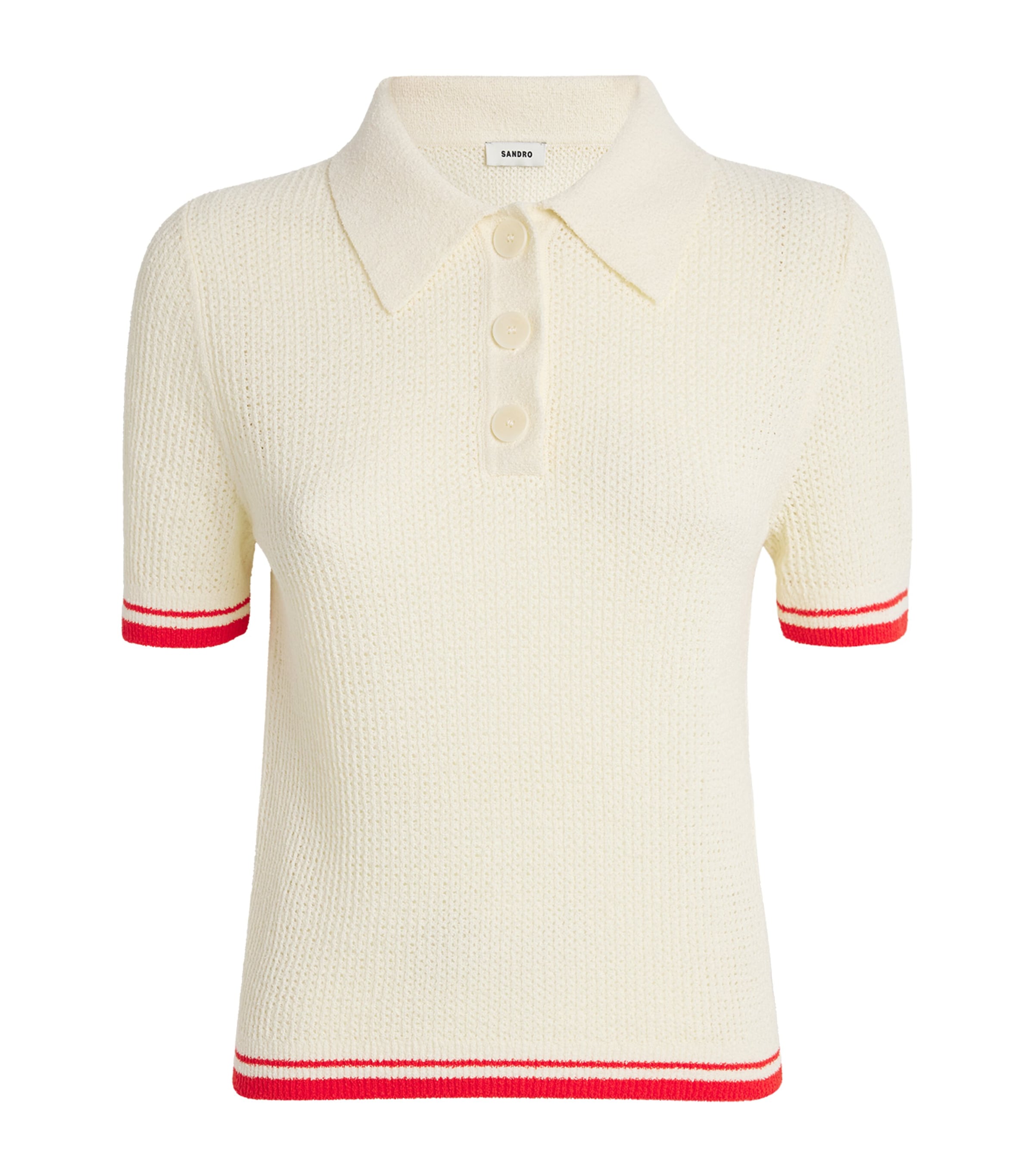 Sandro Cotton-blend Polo-neck Sweater In Beige