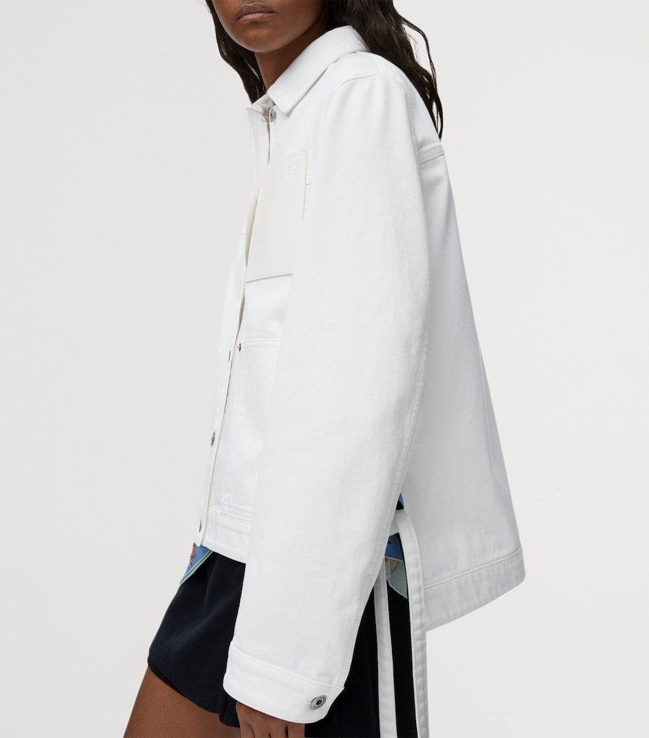 LOEWE Womens x Paula's Ibiza Workwear Side-Tie Denim Jacket White Image 5