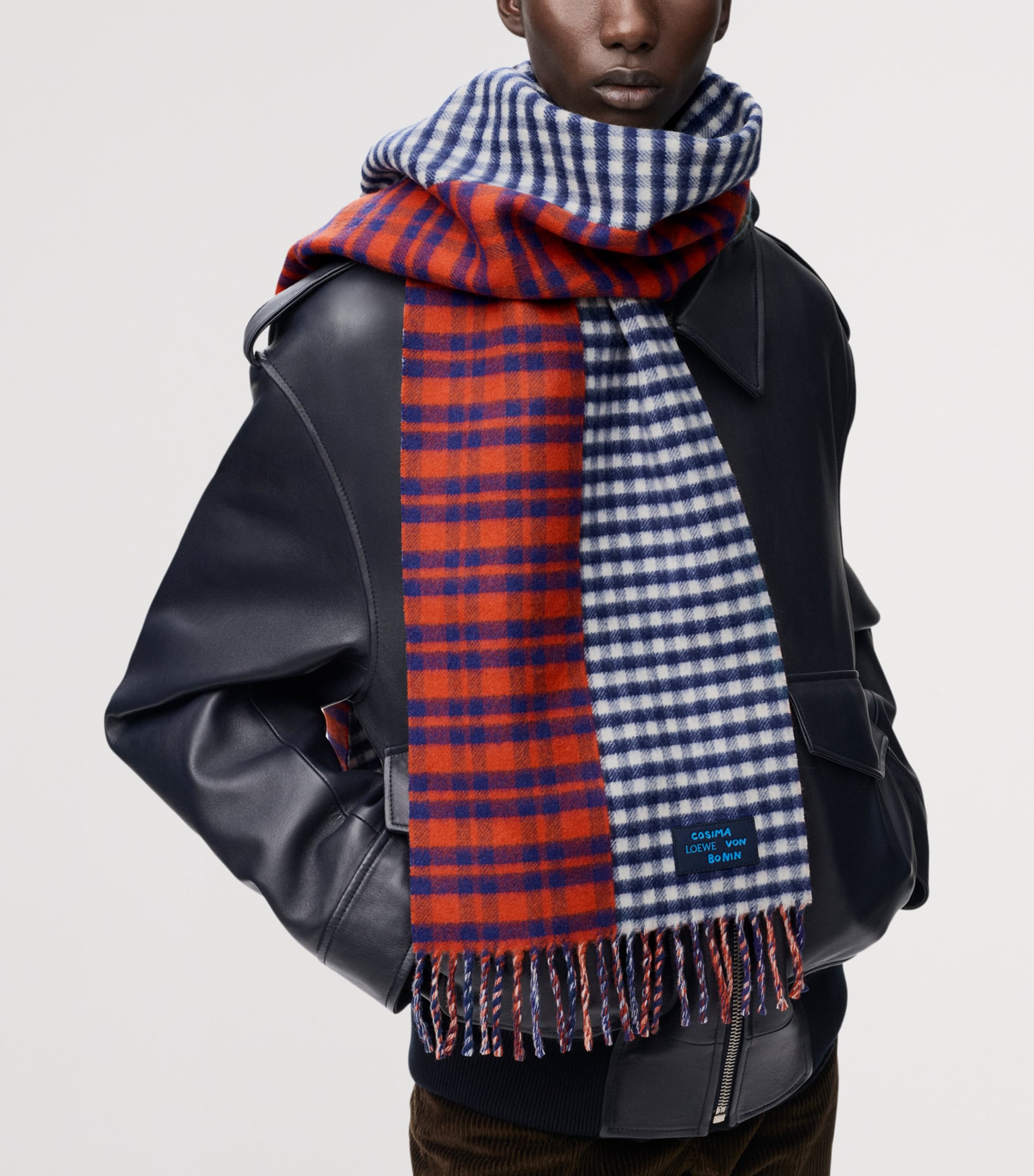 LOEWE x Cosima Von Bonin Wool-Cashmere Check Scarf Red/blue Image 2