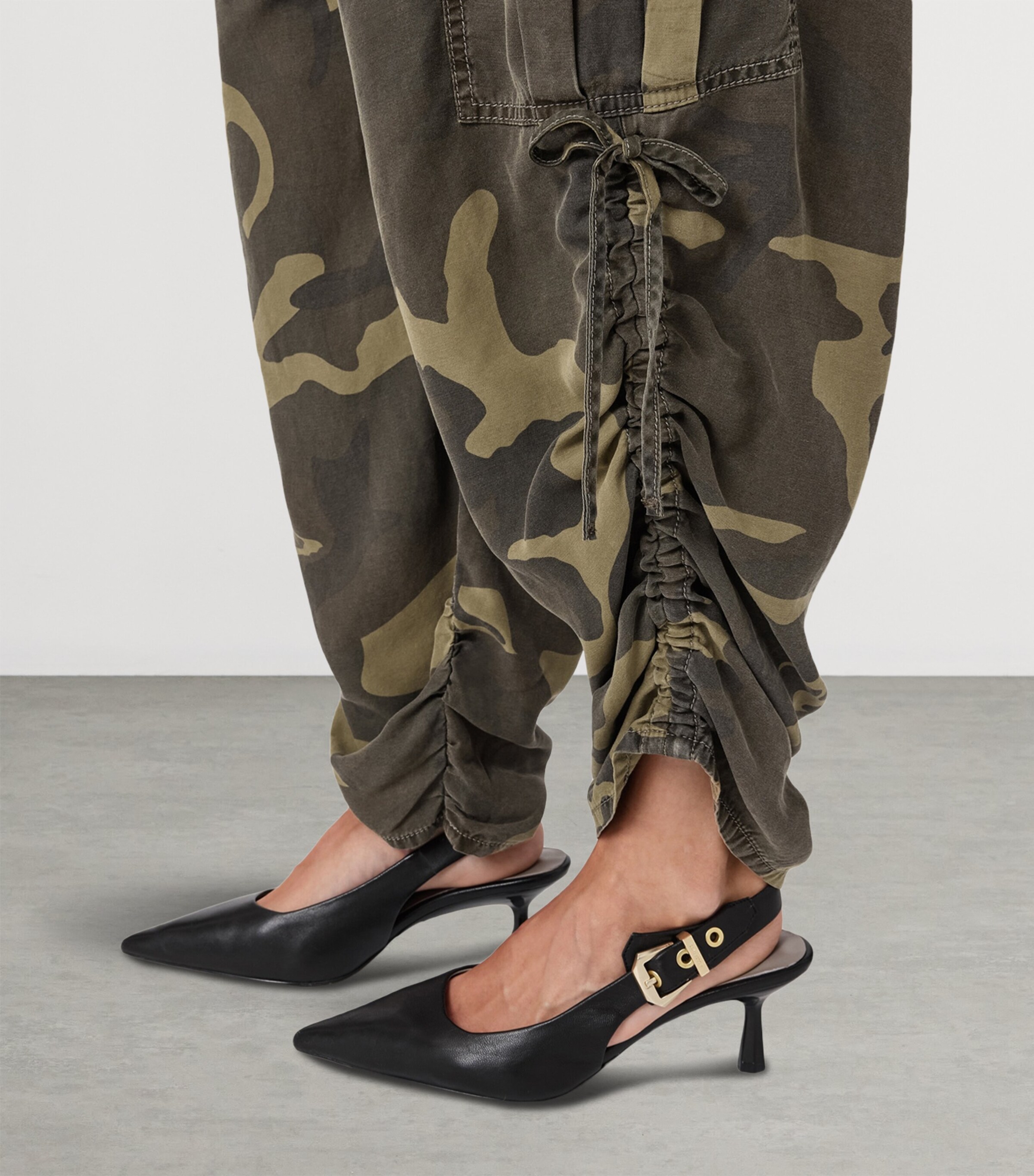 Camouflage Print Kaye Cargo Trousers CAMO GREEN Image 7
