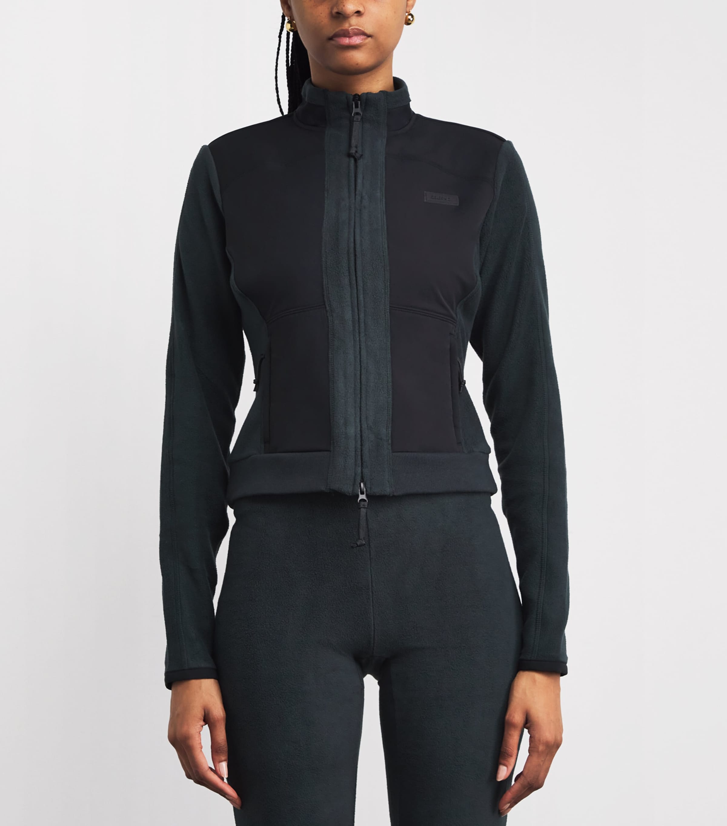 Skims Womens Fleece Fitted Jacket Dark Teal Image 3