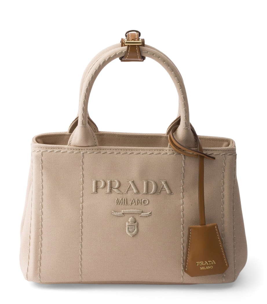Prada Small Canvas Jardinière Top-Handle Bag Neutral Image 1