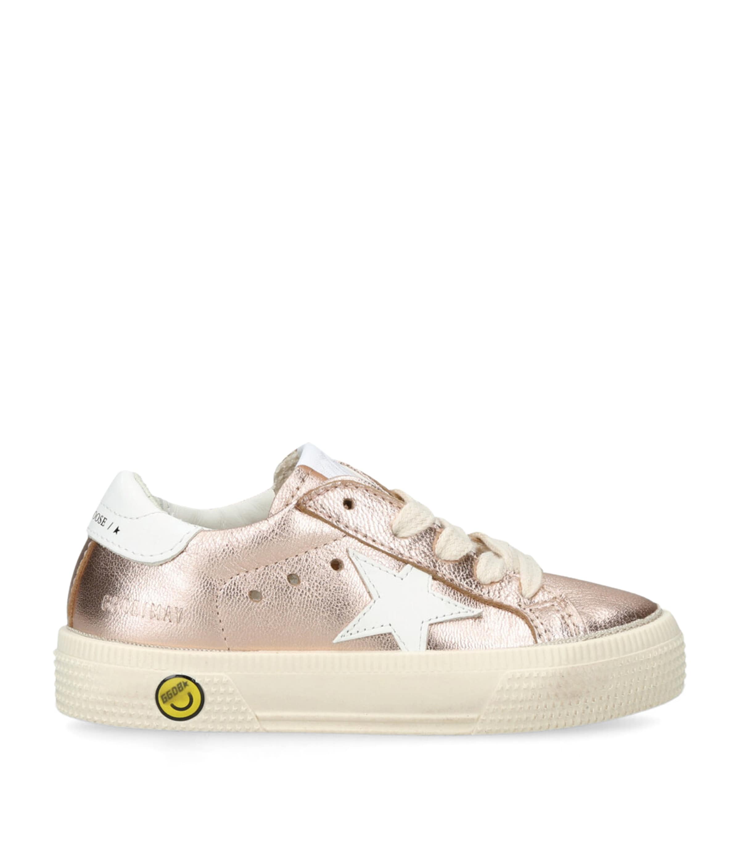 Shop Golden Goose Leather Metallic May Sneakers In Brown
