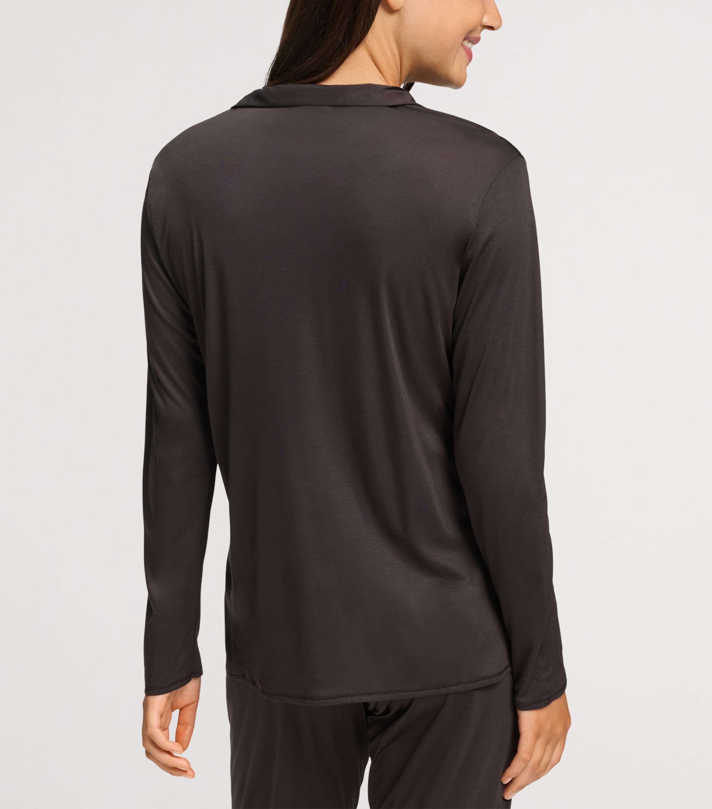 Hanro Womens Modal-Silk Grand Central Pyjama Shirt Dark Mocha Image 5