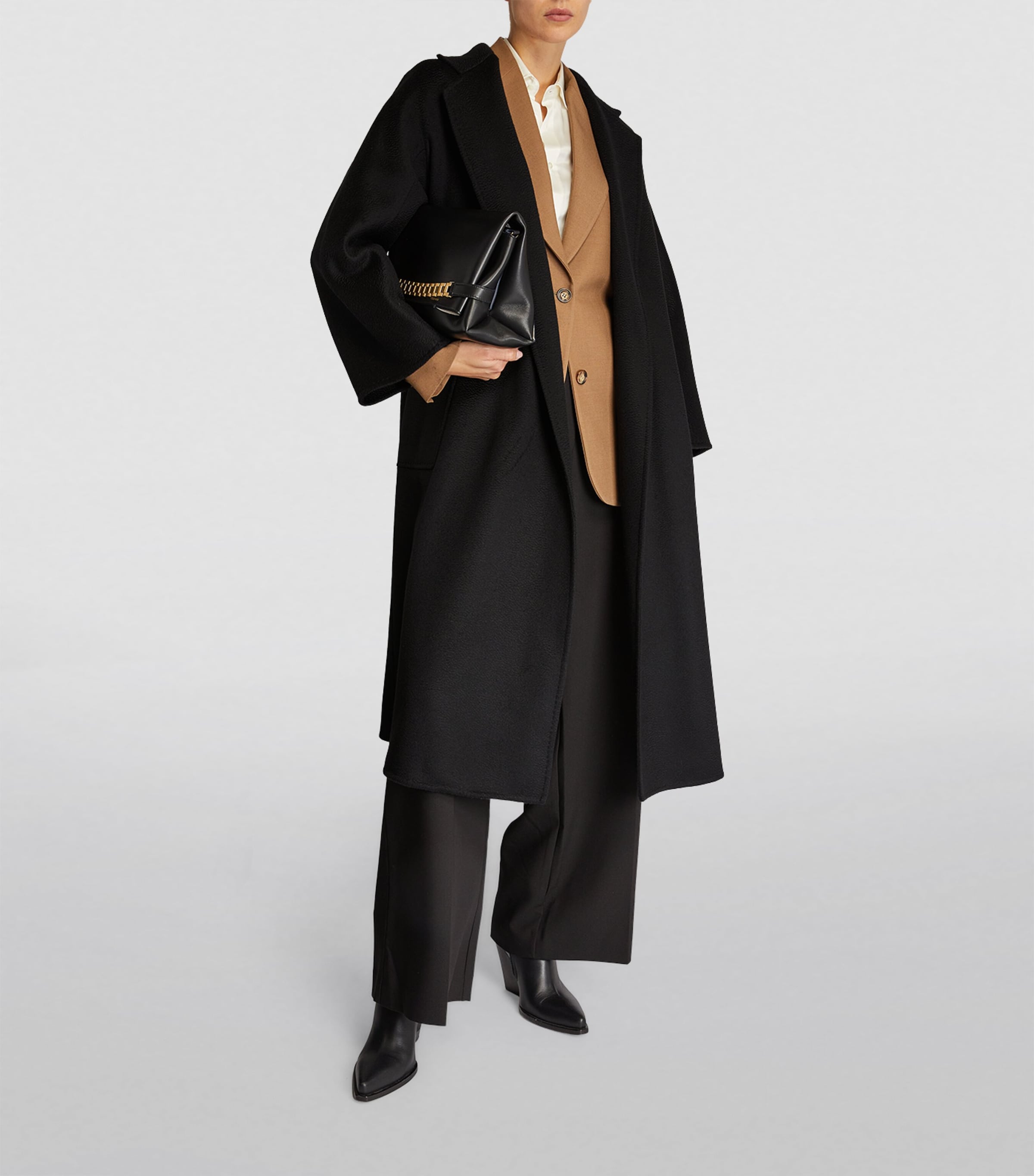 Max Mara Black Cashmere Ludmilla Wrap Coat | Harrods UK