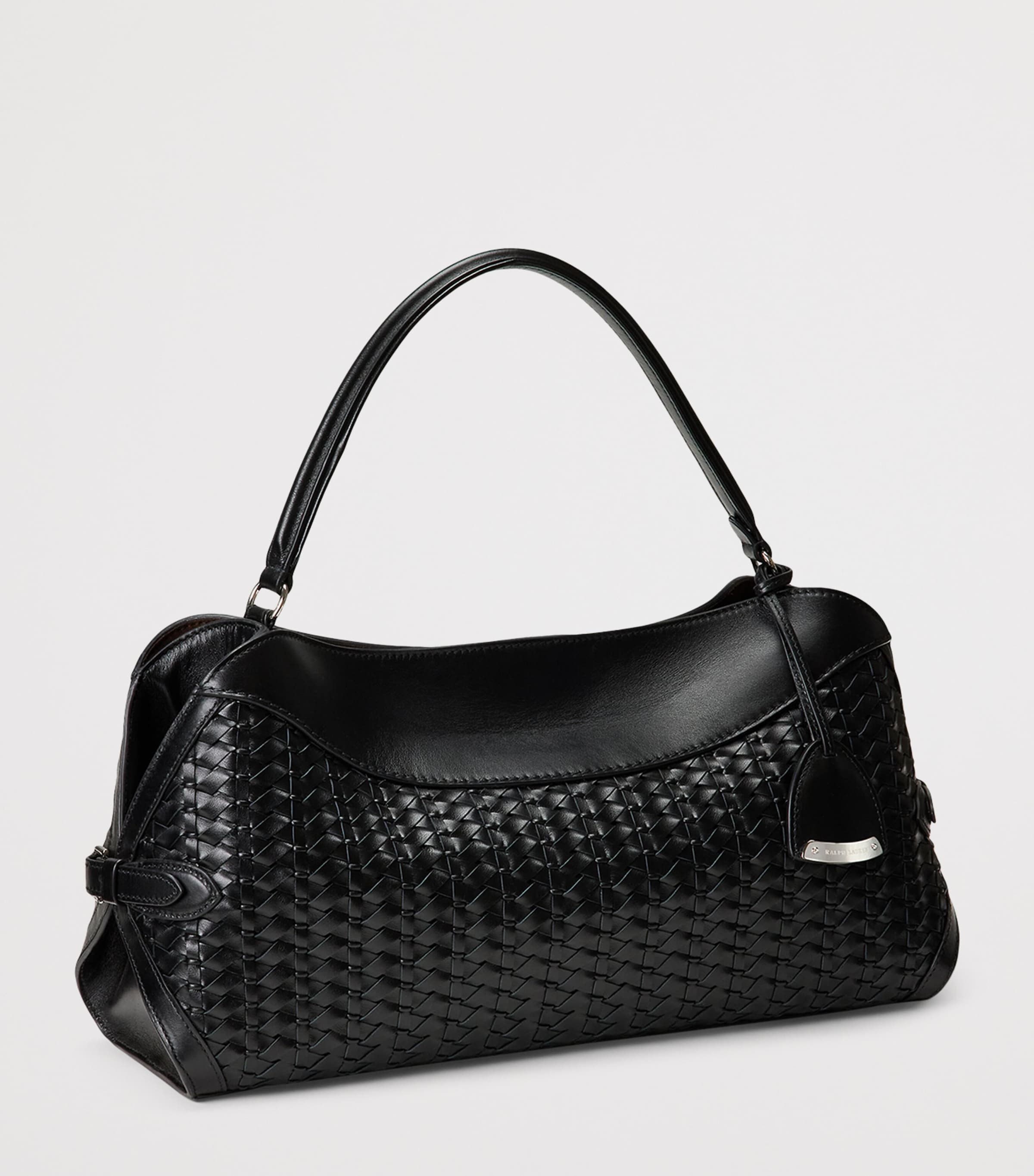 Ralph Lauren Collection Leather Braided The Ralph Shoulder Bag Black Image 2