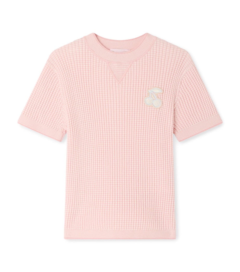 Bonpoint Waffle Finish Patch T-Shirt (4-8 Years) Ra Rose Image 1