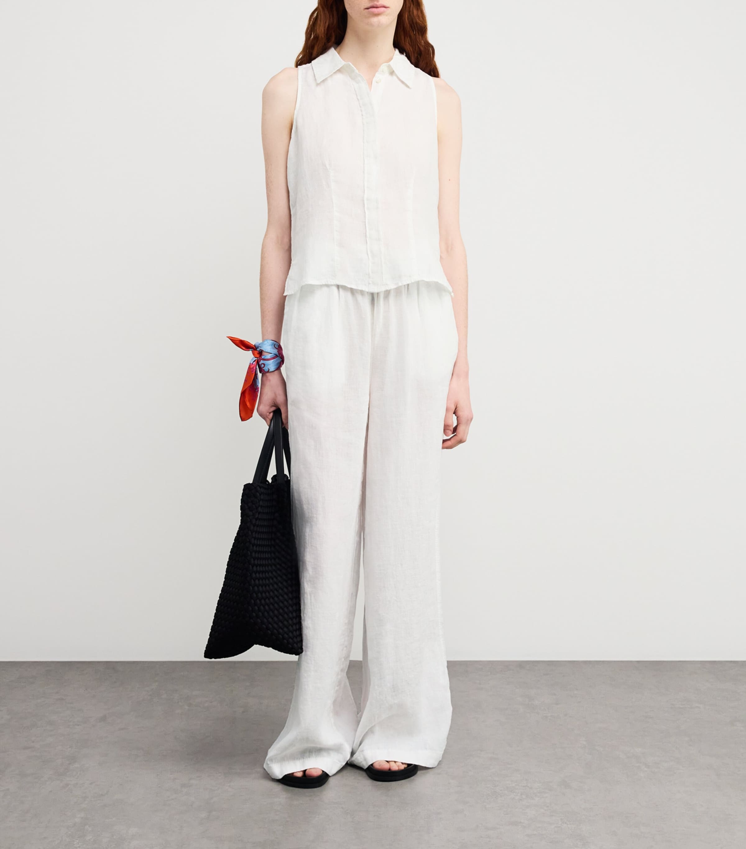 MAX&Co. Womens Linen Collar Top Optical White Image 2