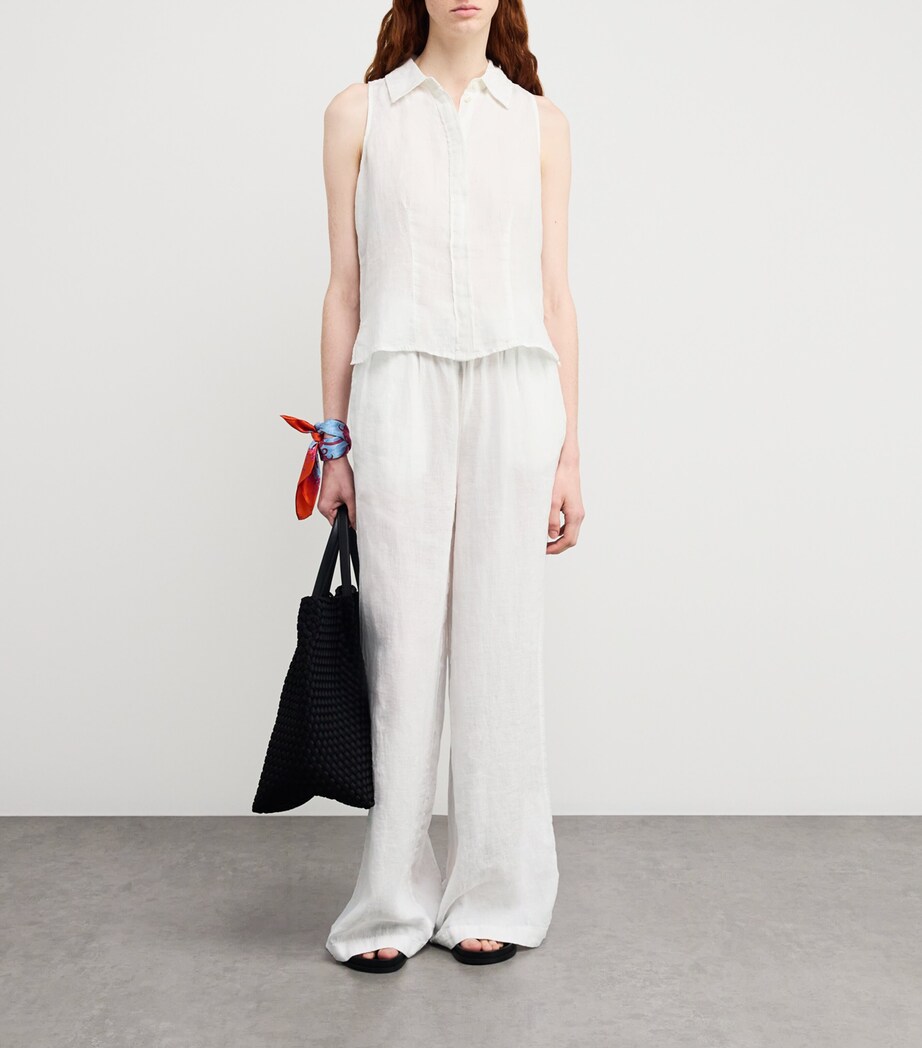 MAX&Co. Womens Linen Collar Top Optical White Image 2