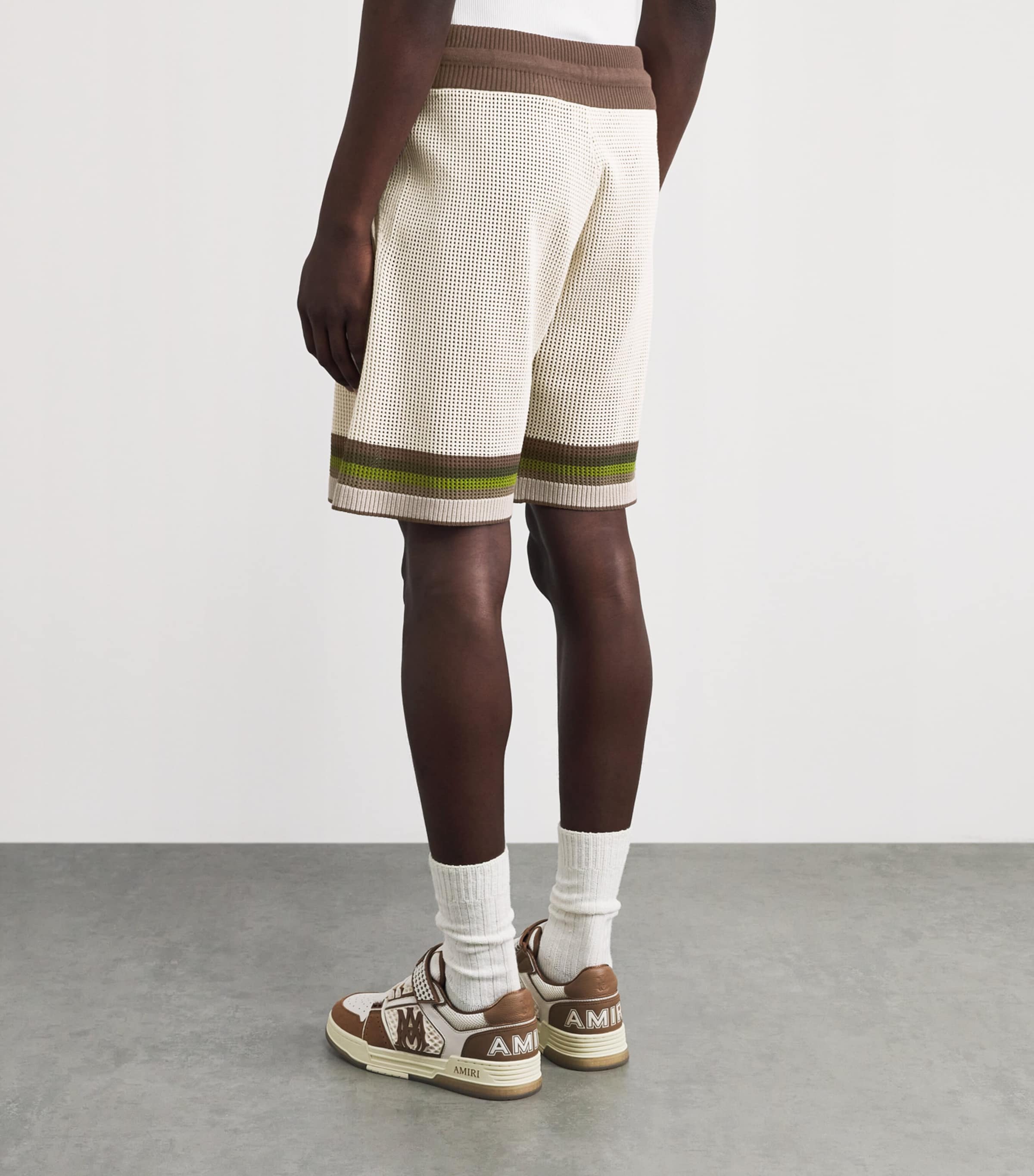 AMIRI Mens Mesh Logo Oversized Shorts Alabaster Image 5