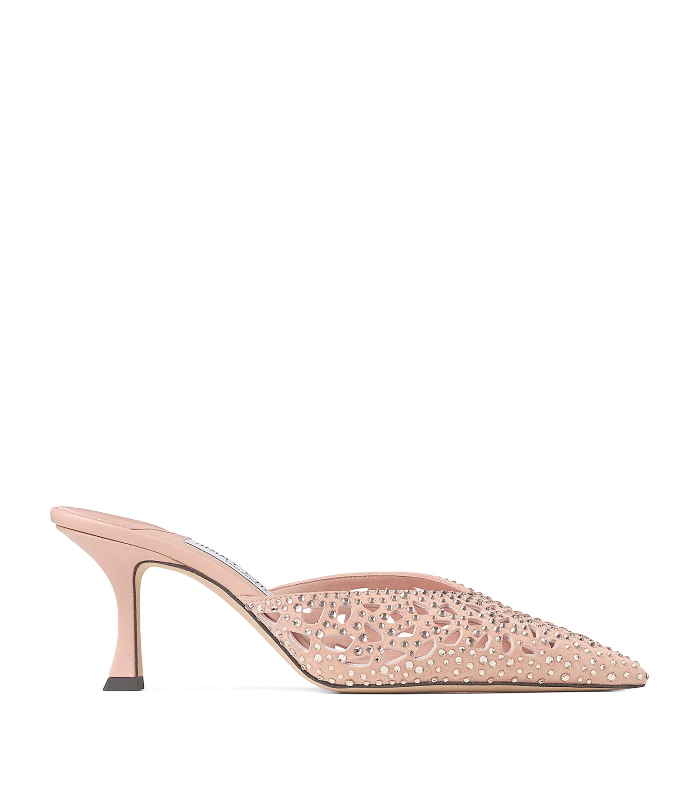 Jimmy Choo Solar 70 Leather Embellished Mules In Nude