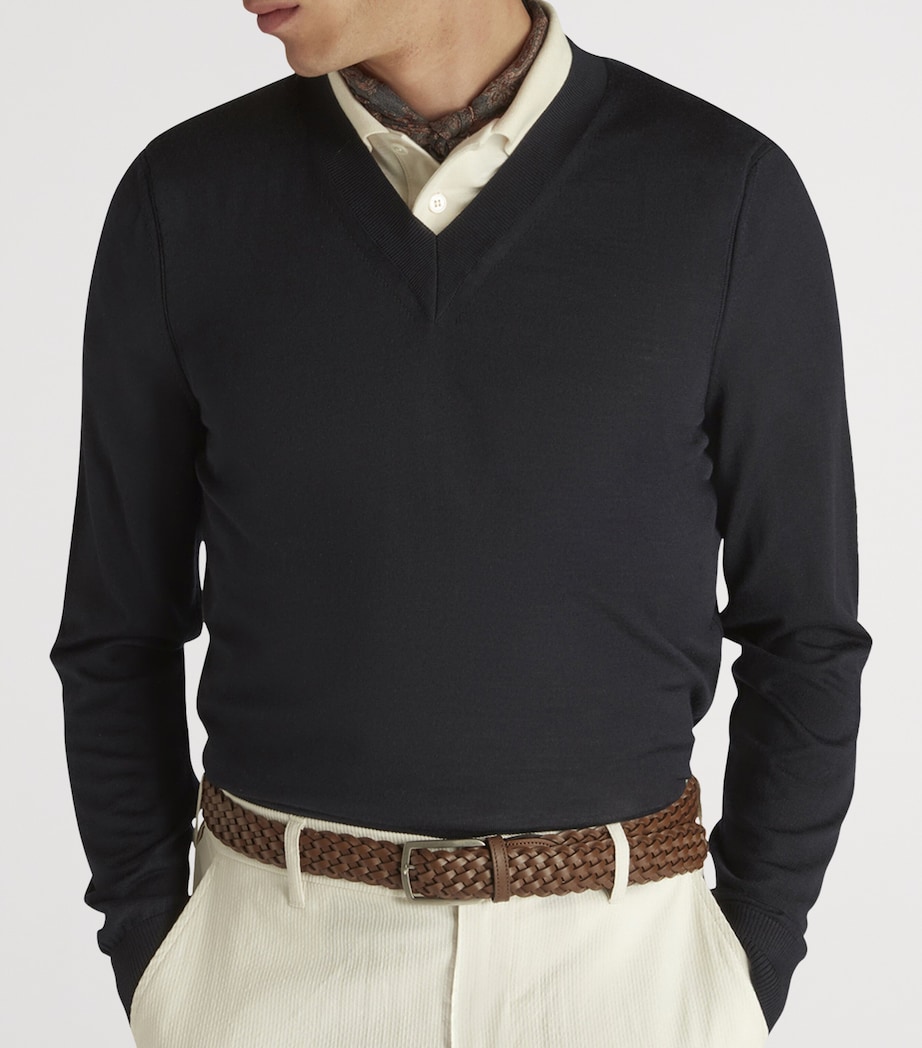 Merino V-Neck Sweater 416HOUSE NAVY Image 5