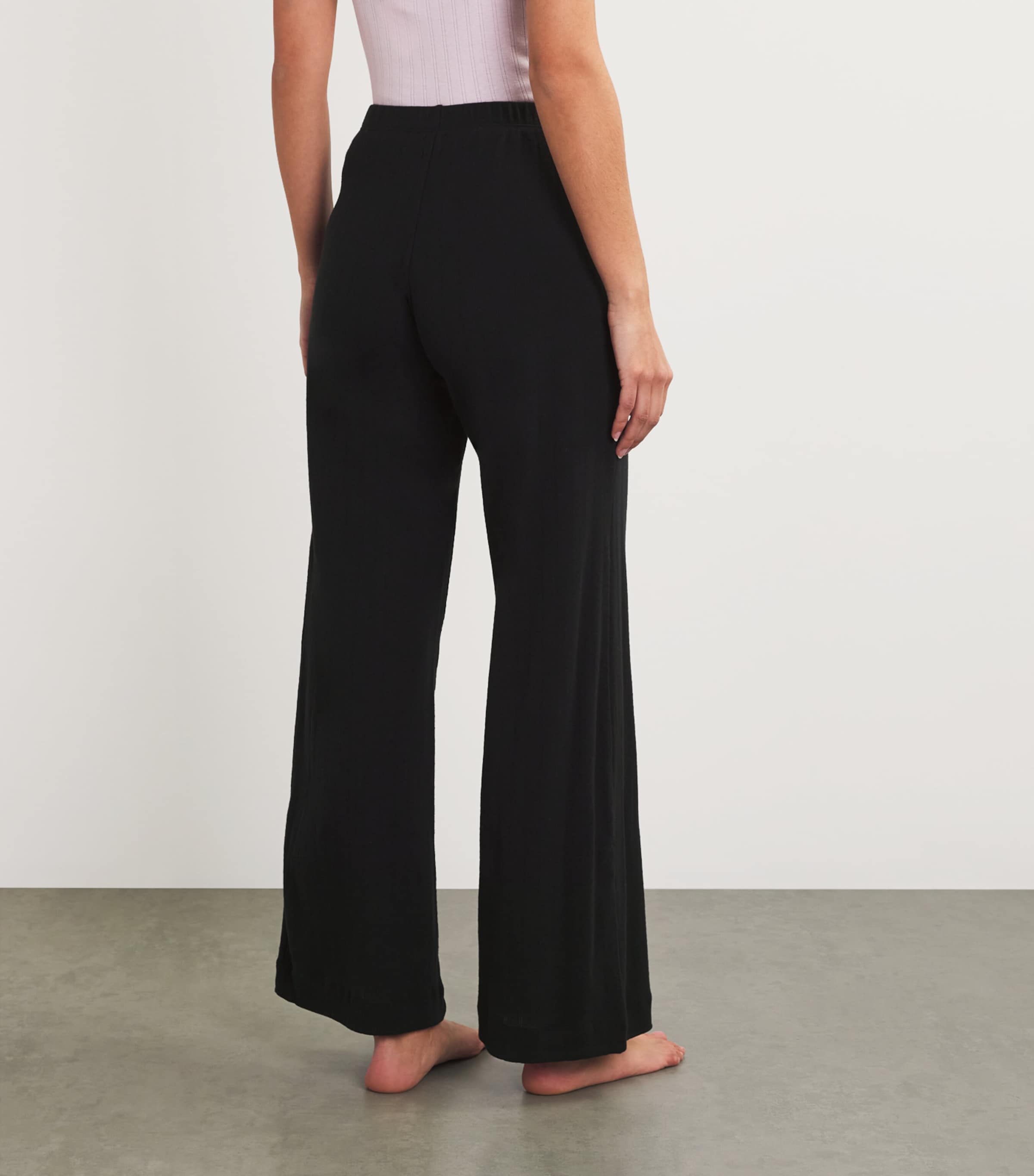 Cotton Pointelle Lounge Trousers BLACK Image 4