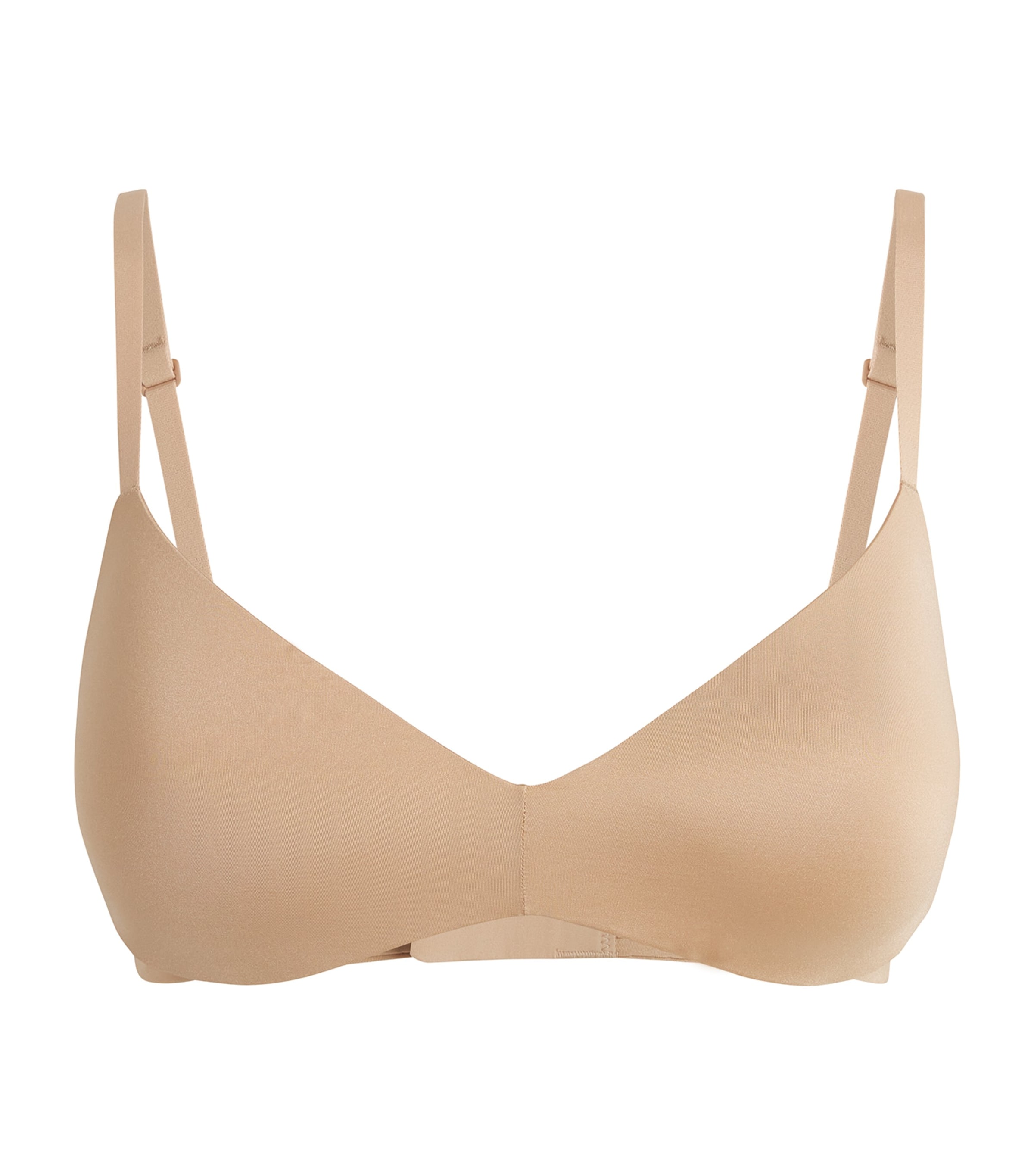 Skims Womens Clay Wireless Form Logo-embossed Plunge Stretch-cotton Bra In Ivory